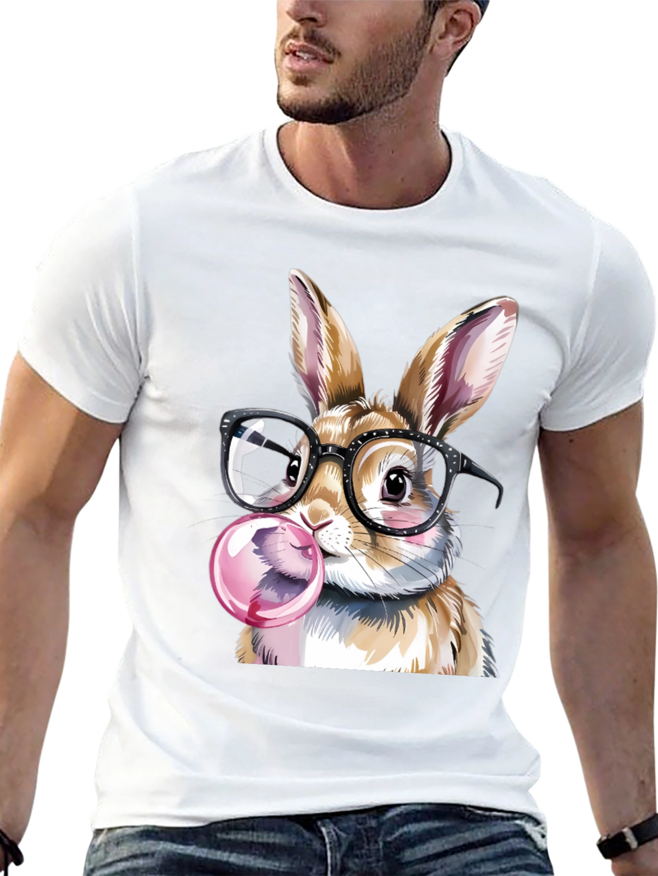 Black Rabbit with Glasses T-Shirt view 13