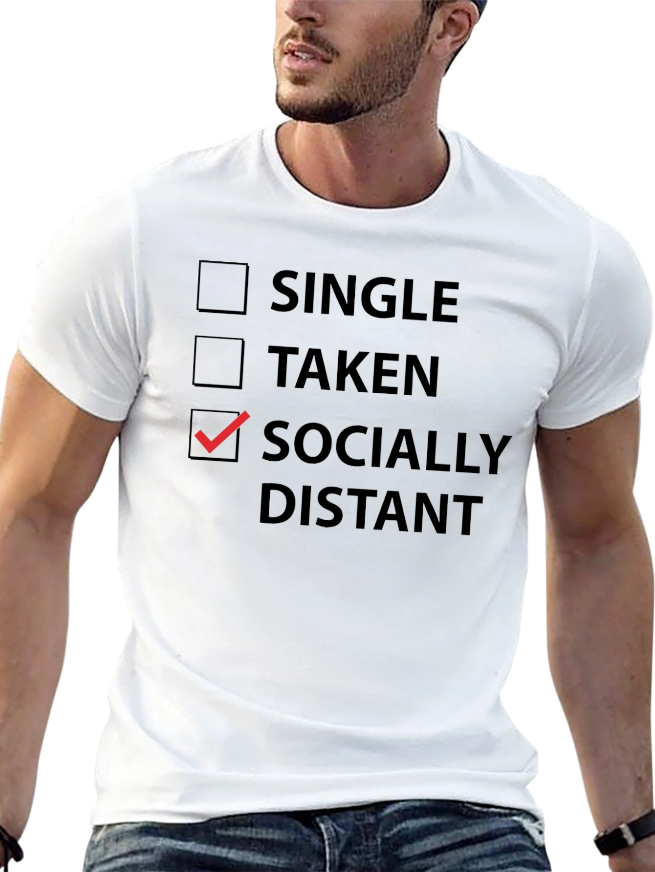 Black Socially Distant T-Shirt - Funny Introvert Tee view 13