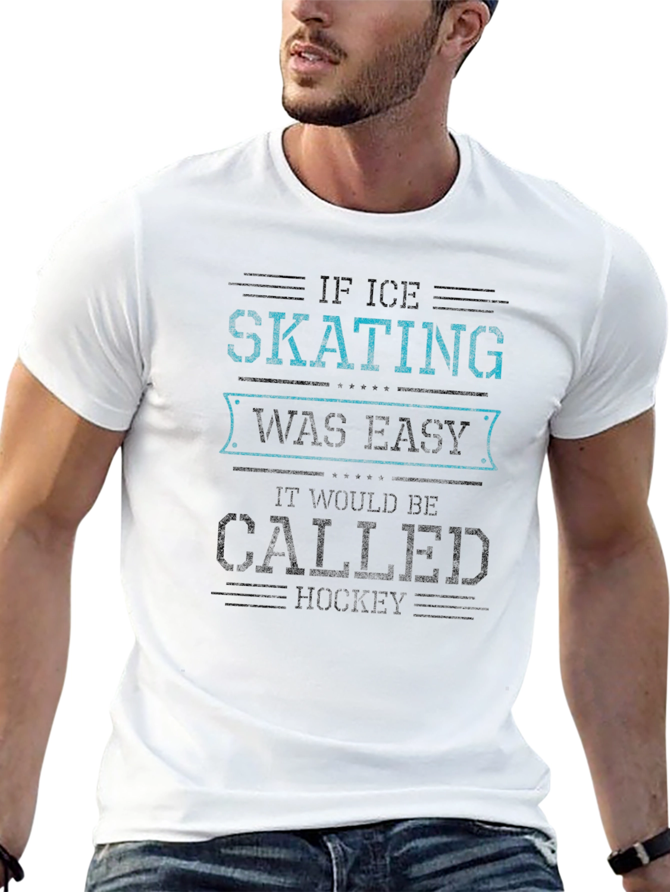 Black Ice Skating Hockey Graphic T-Shirt view 13