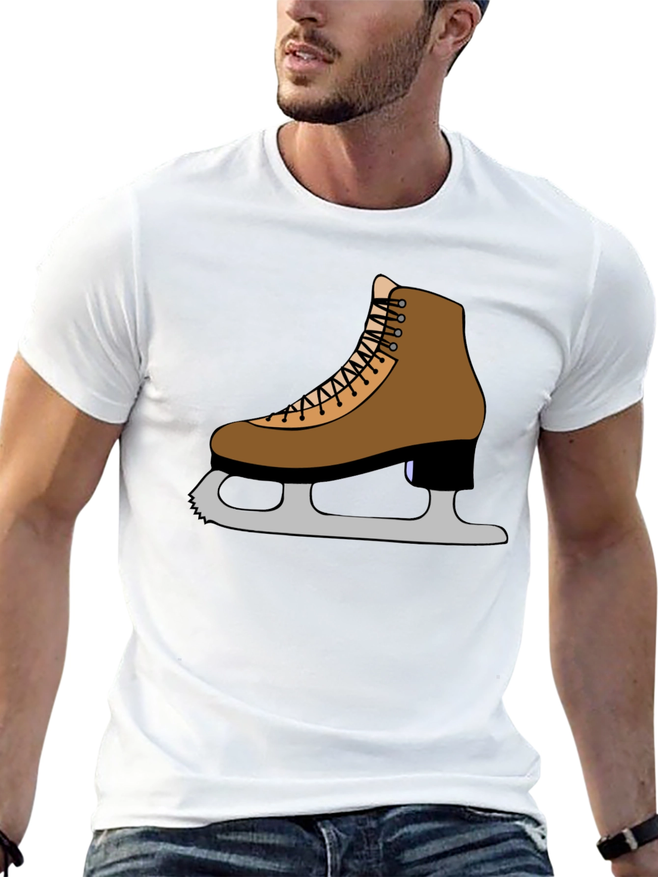 Black Figure Skate T-Shirt: Ice Skating Apparel view 13