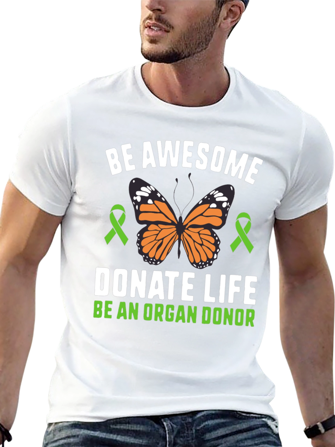 Black Be Awesome Donate Life T-Shirt Organ Donor Awareness view 13