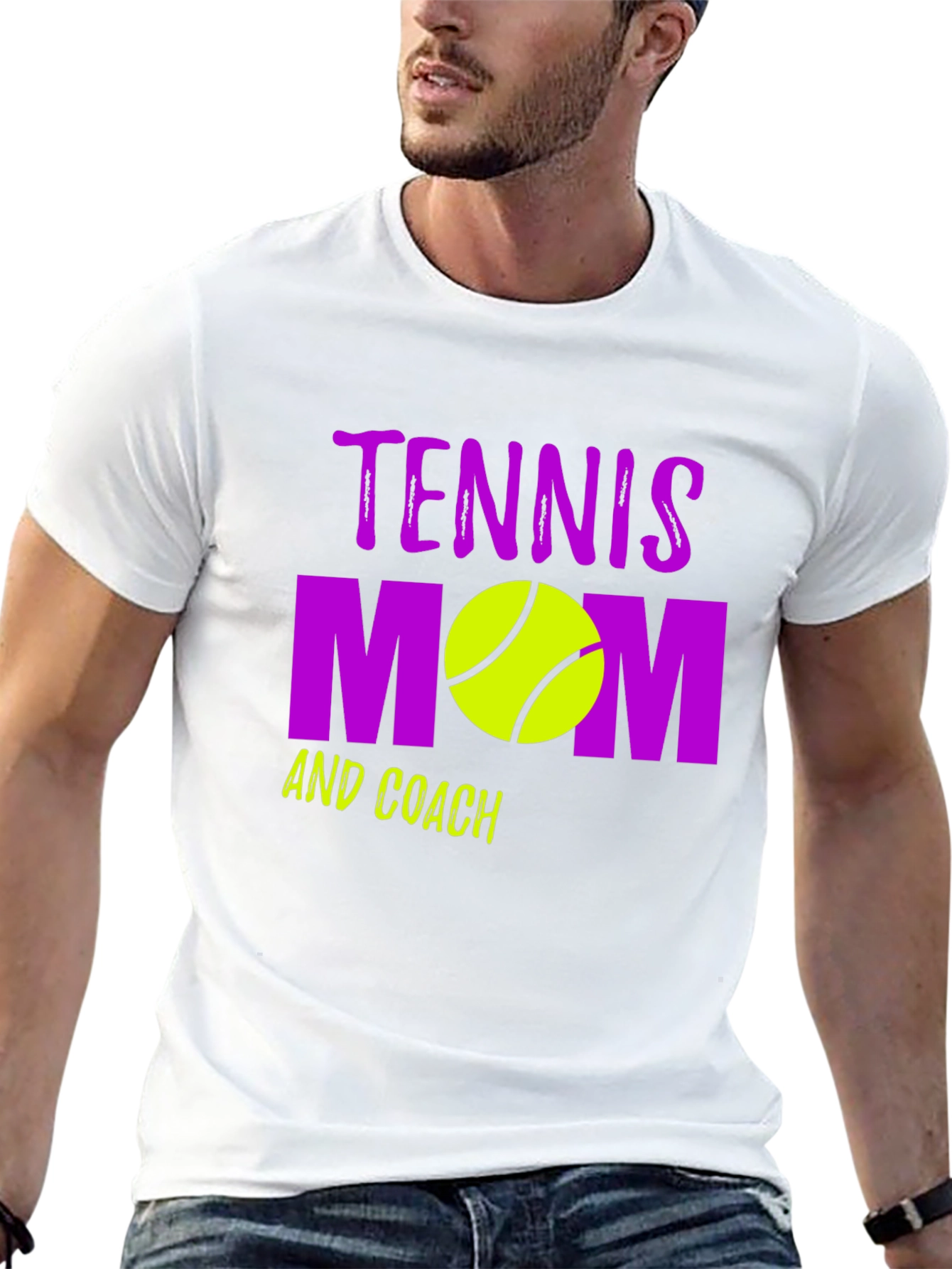 Black Tennis Mom and Coach Black Graphic T-Shirt view 13