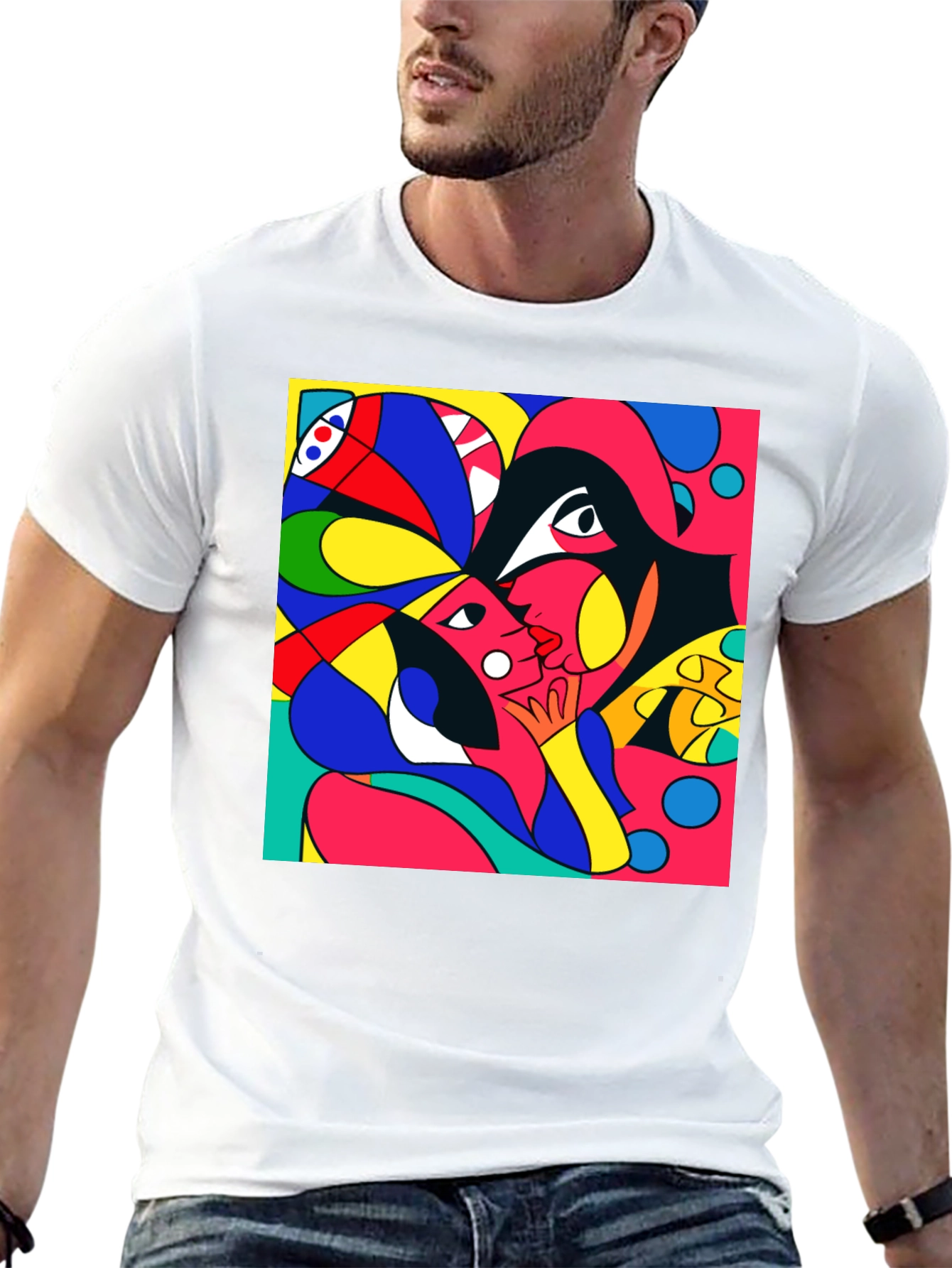 Black Abstract Art Graphic Tee - Modern Casual Style view 13