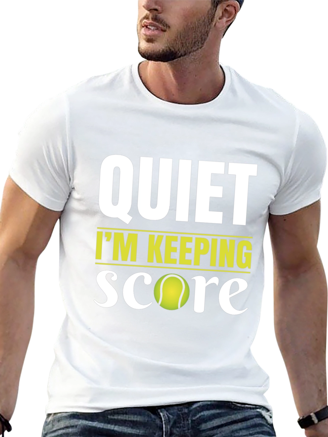 Black Quiet I'm Keeping Score Tennis T-Shirt view 13