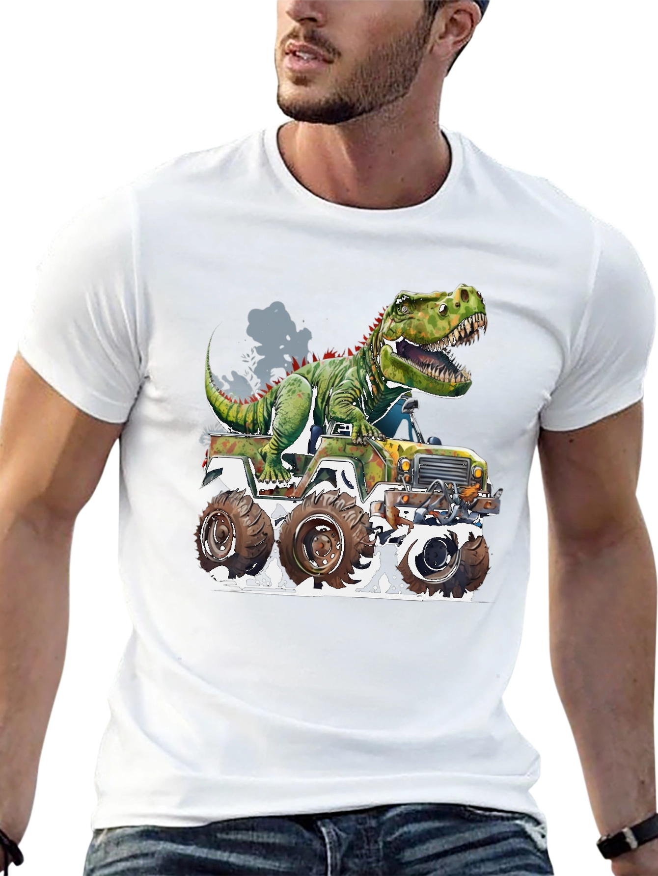 Black Dinosaur Monster Truck Graphic Tee view 13