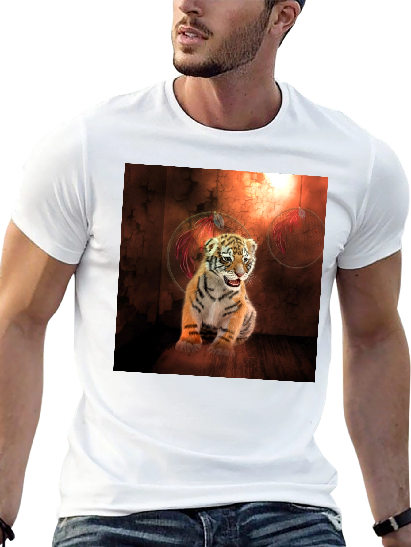 Black Tiger Cub Graphic Tee - Black Cotton Blend view 13