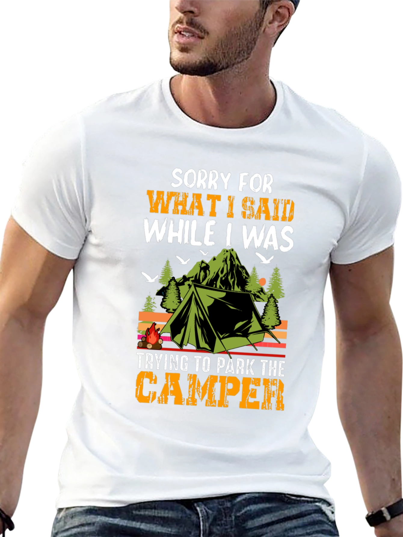 Black Sorry What I Said Camper T-Shirt view 13