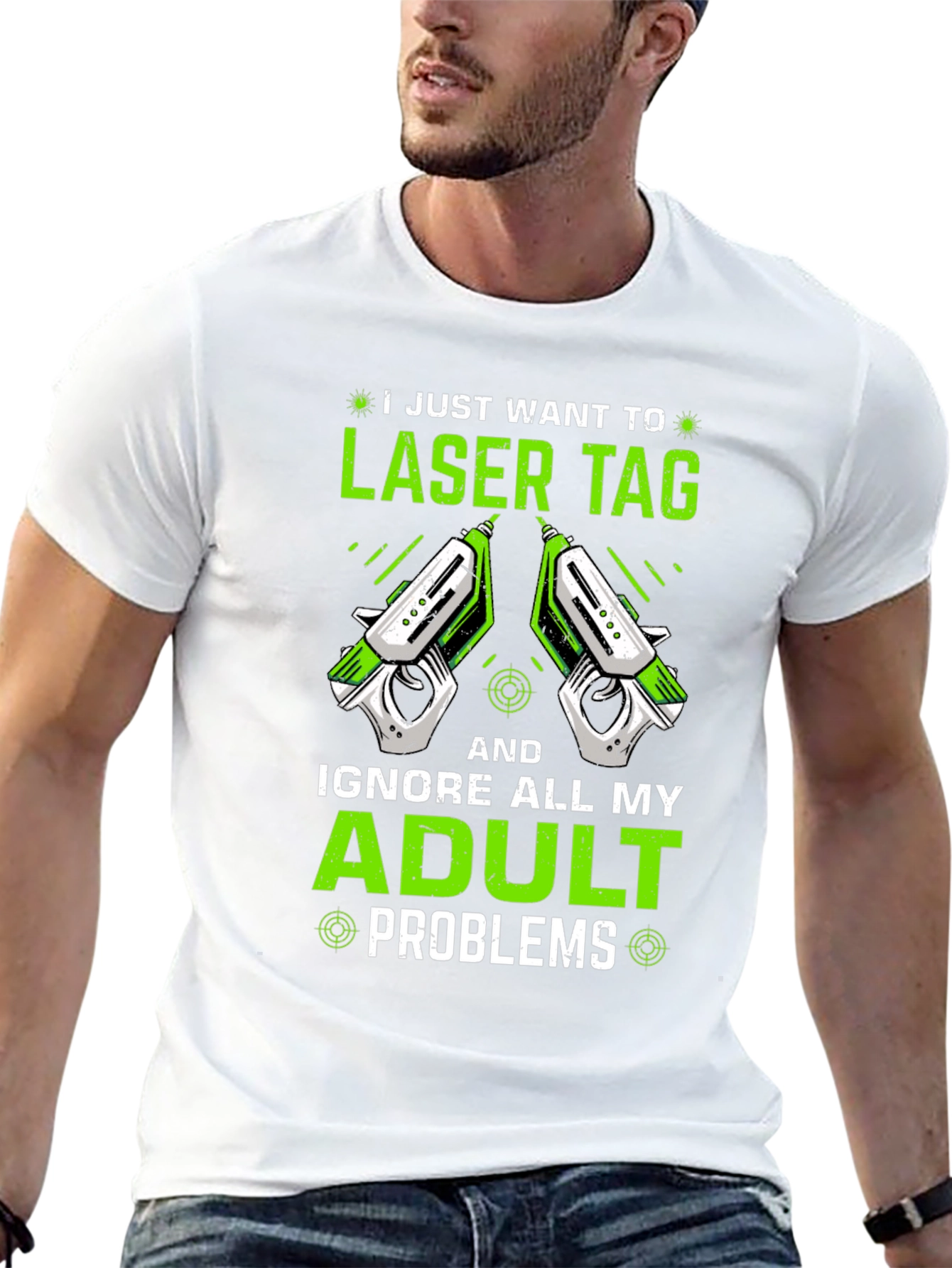 Black Laser Tag Adult Problems Graphic T-Shirt view 13