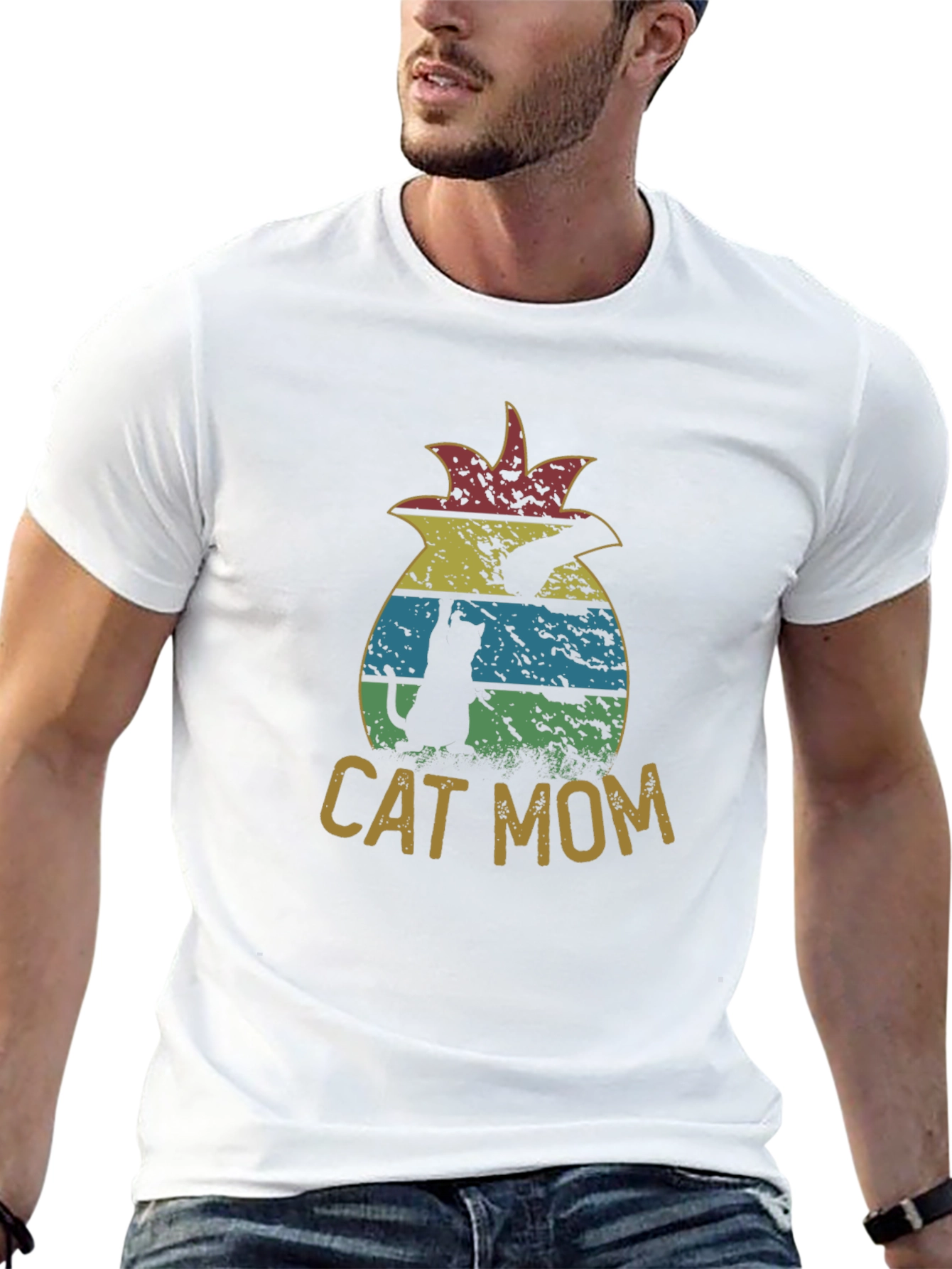 Black Cat Mom Pineapple Graphic T-Shirt - Unisex view 13