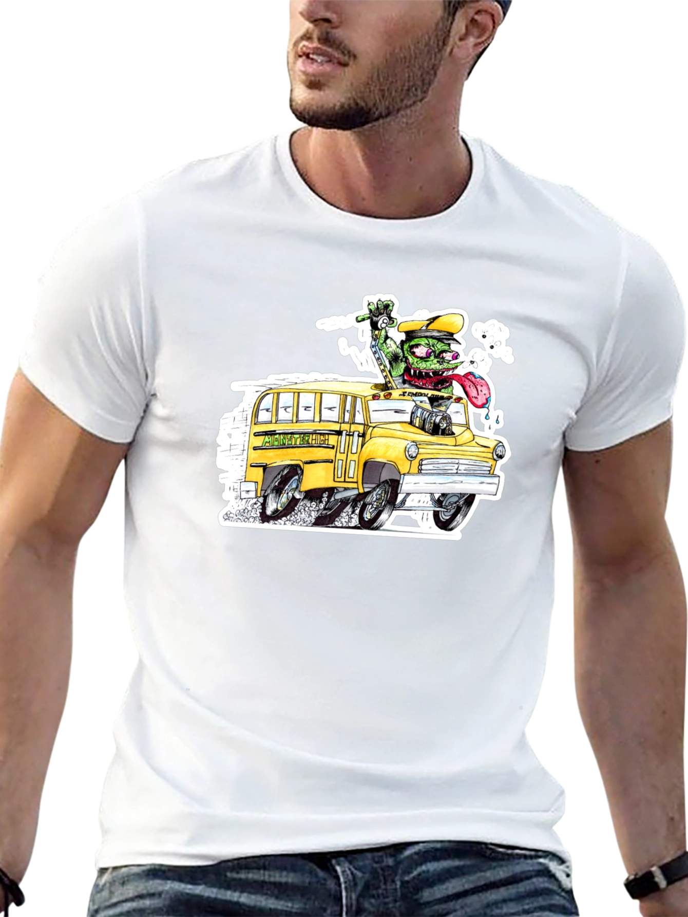 Black Monster School Bus Black T-Shirt view 13