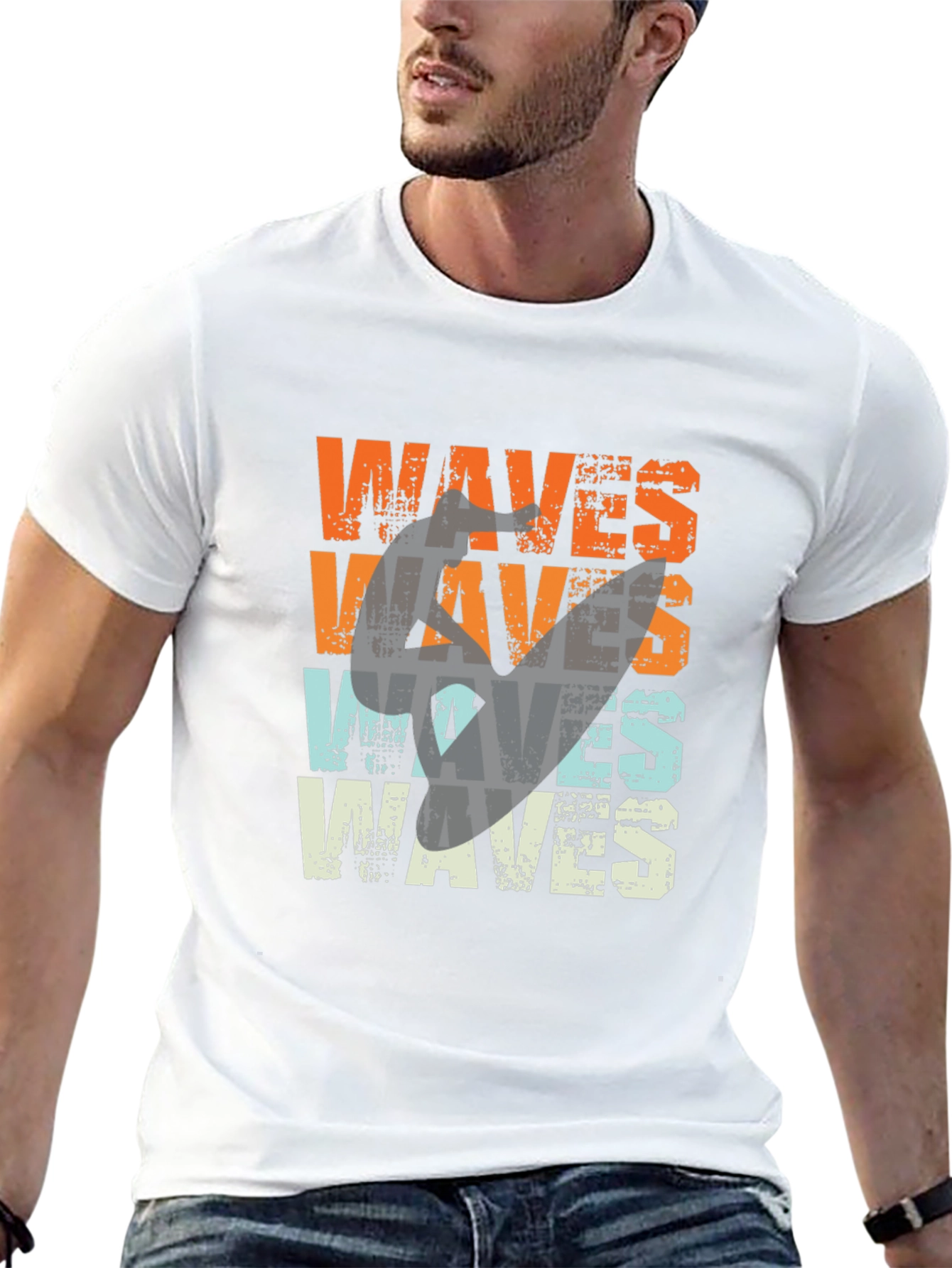 Retro Waves Graphic Tee - Surfer Style T-Shirt - 13
