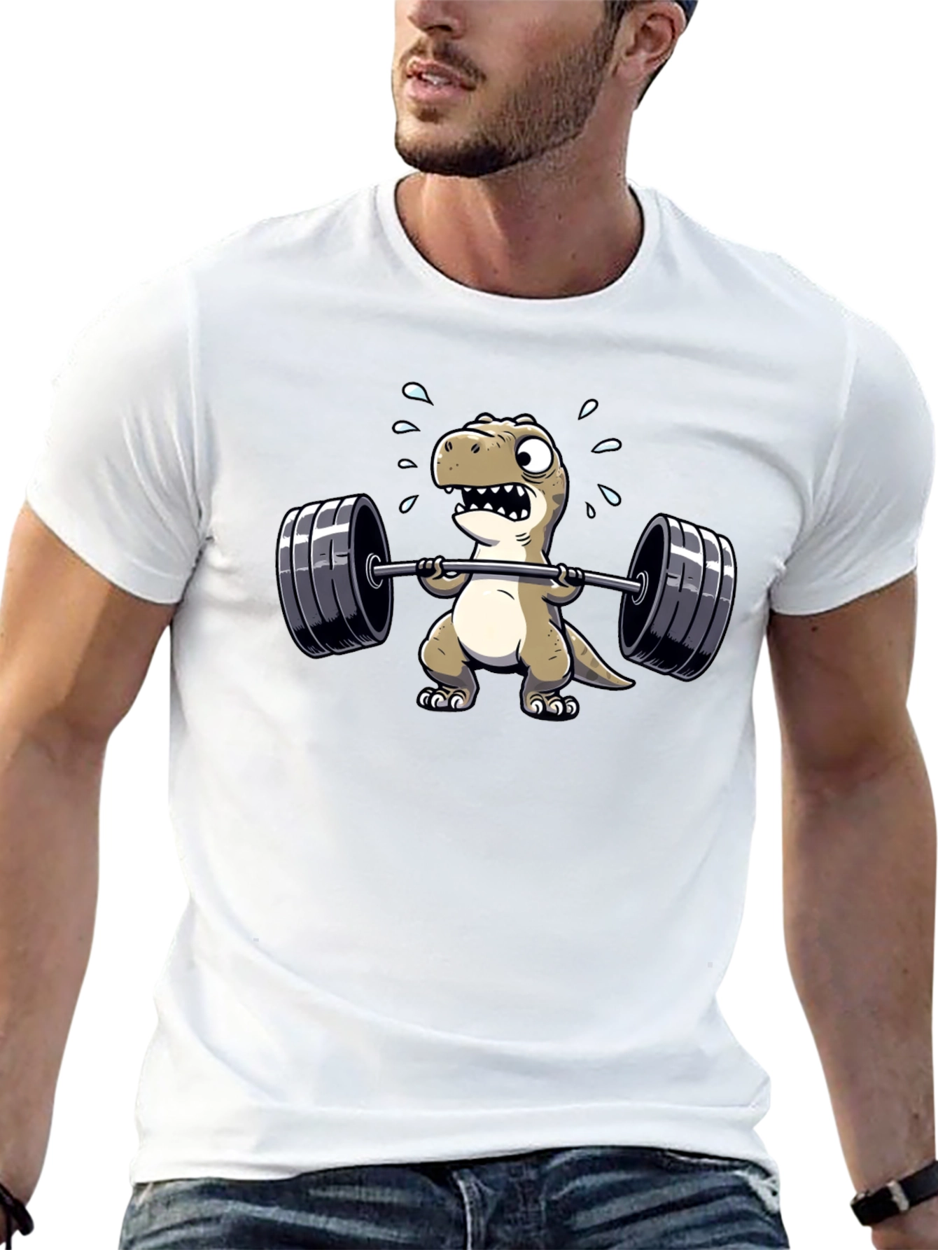 Black Dino Weightlifting T-Shirt: Funny Gym Tee for Fitness Lovers view 13