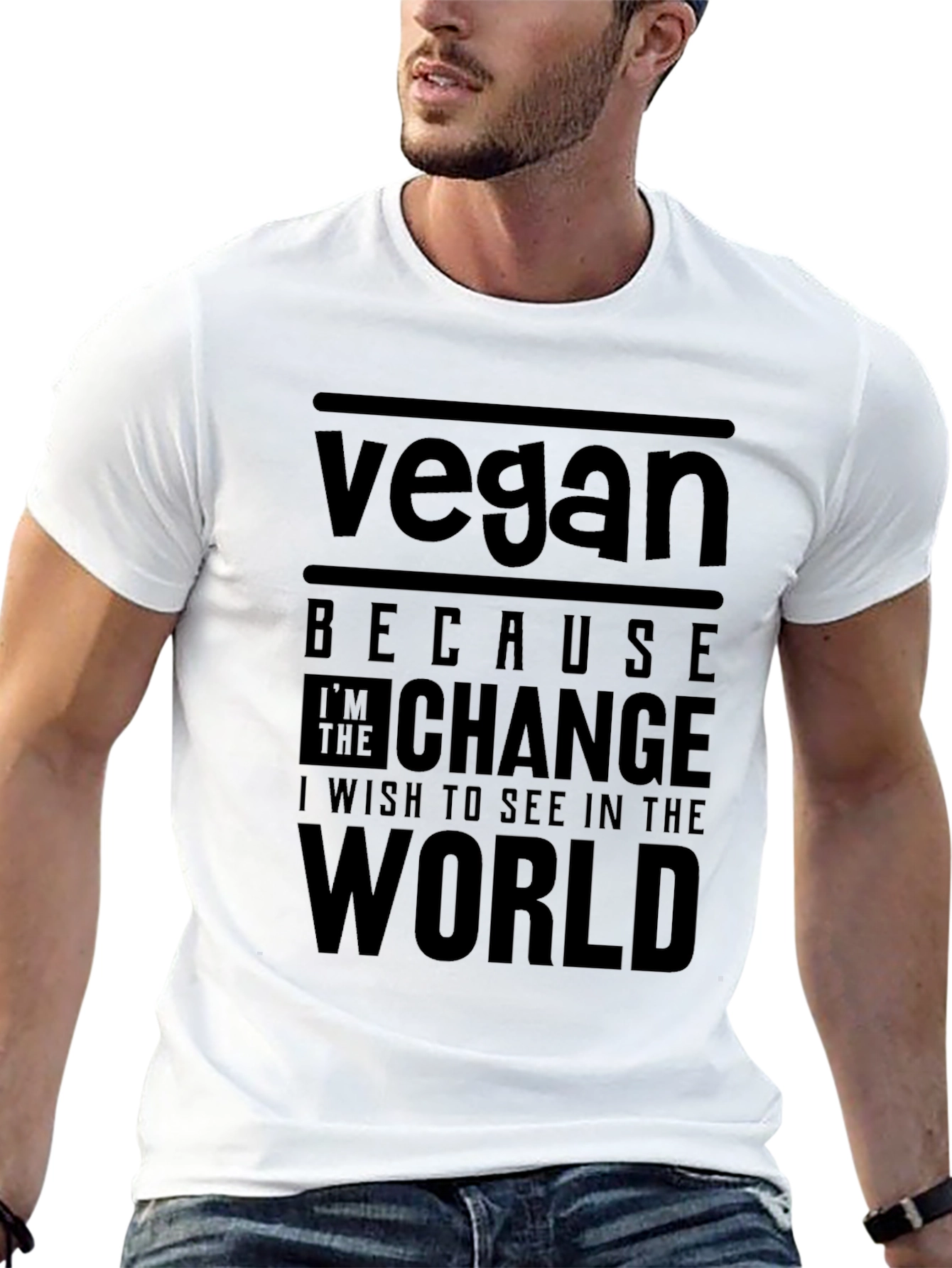 Black Vegan Quote T-Shirt - Change the World view 13