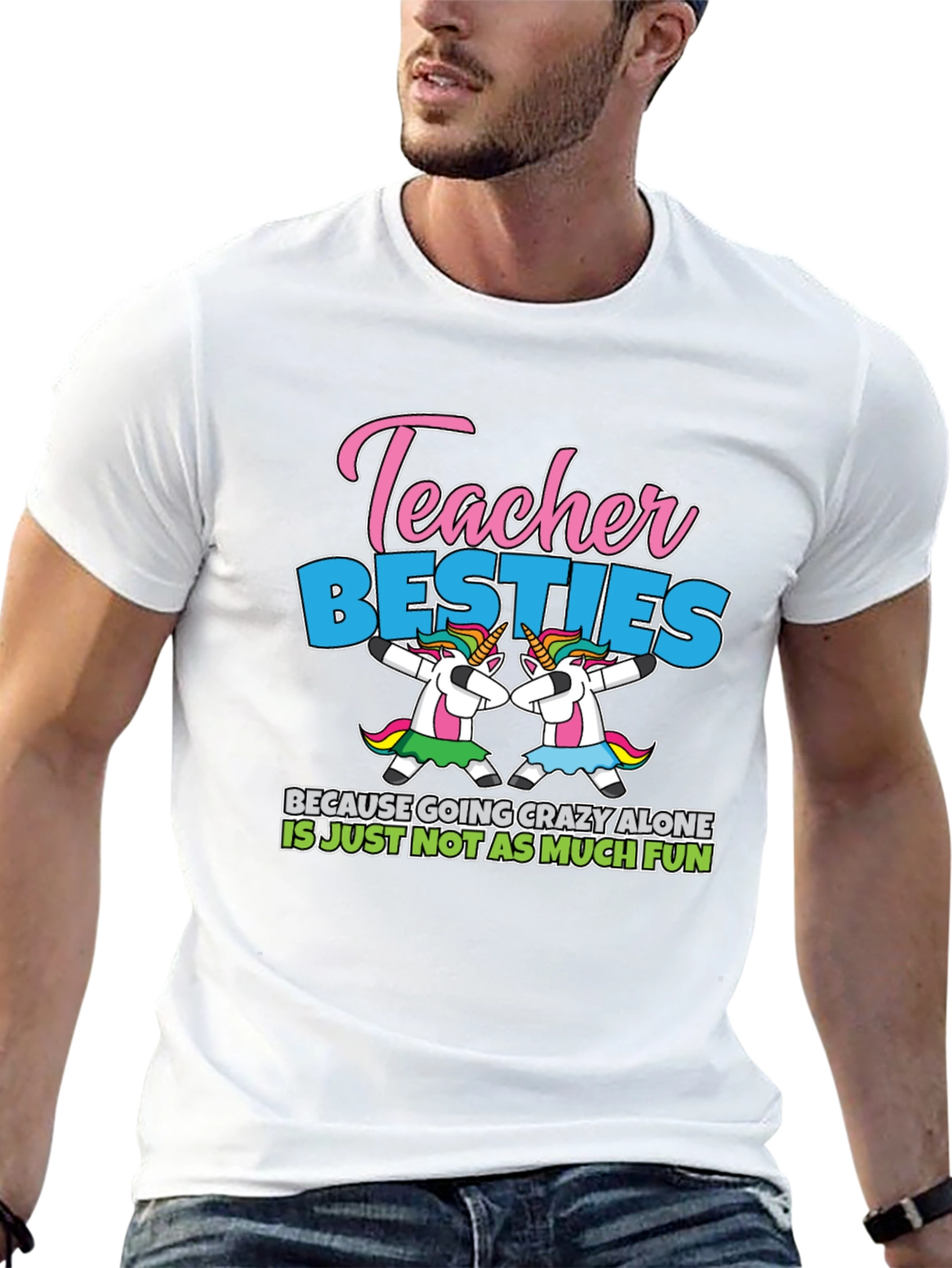 Black Teacher Besties Unicorn T-Shirt view 13