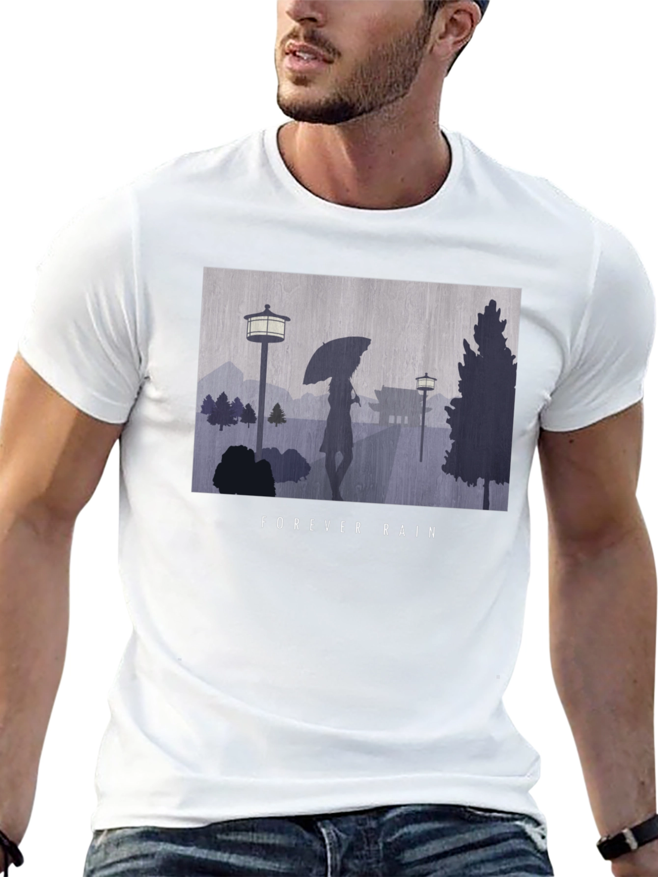 Black Forever Rain Graphic Tee - Unisex Black T-Shirt view 13