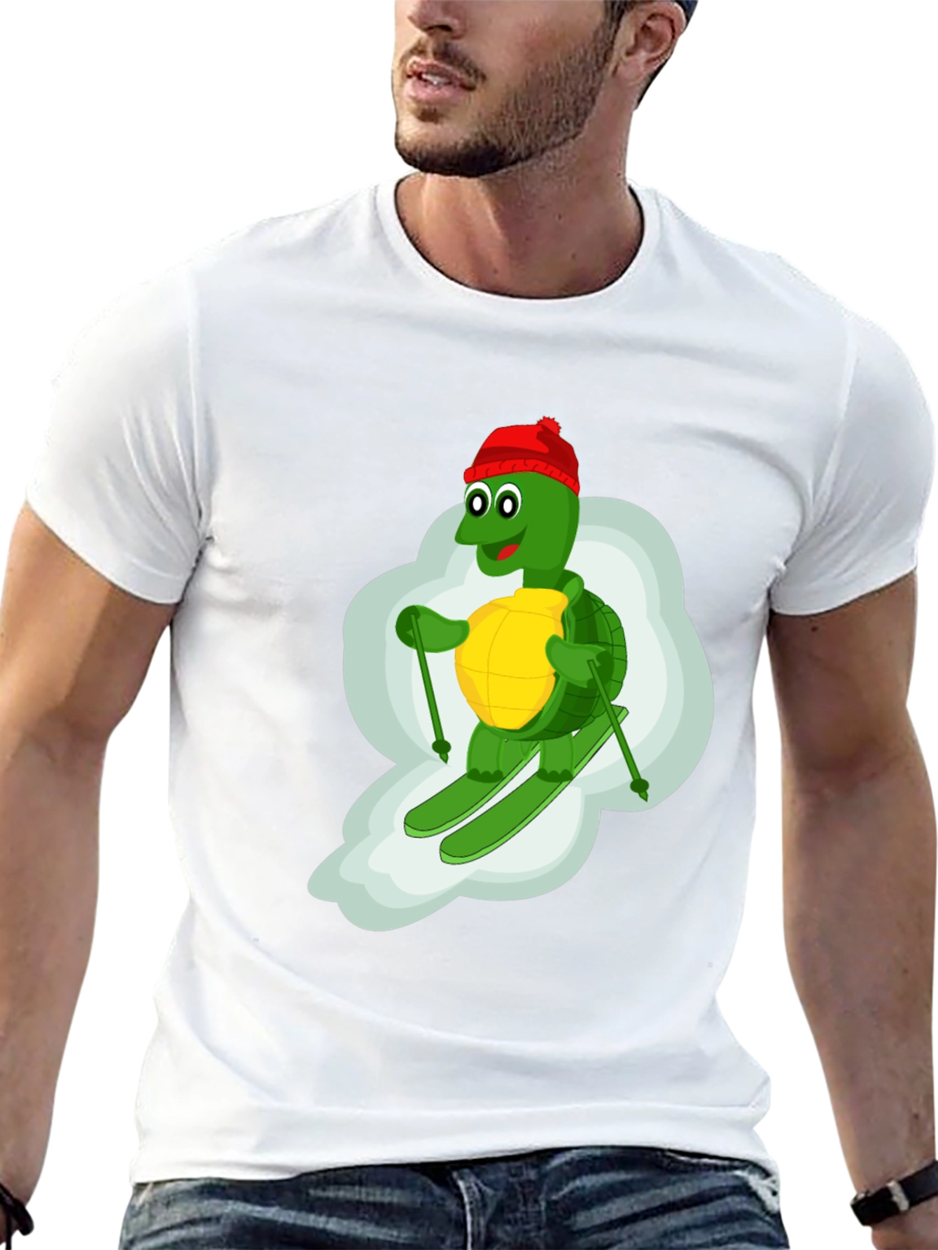 Black Skiing Turtle T-Shirt - Fun Cartoon Graphic Tee view 13