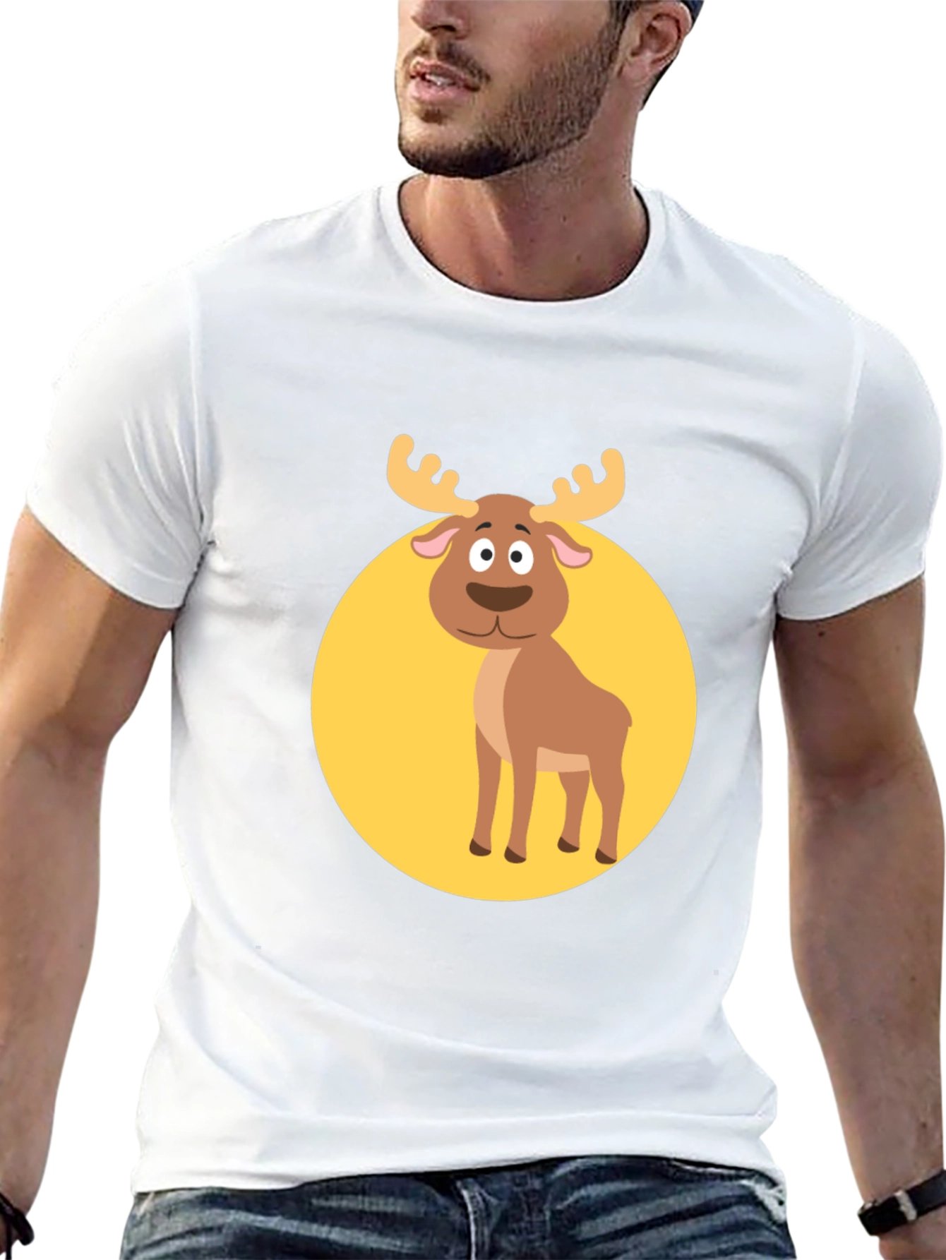 Black Funny Moose Graphic Tee -  Black T-Shirt view 13