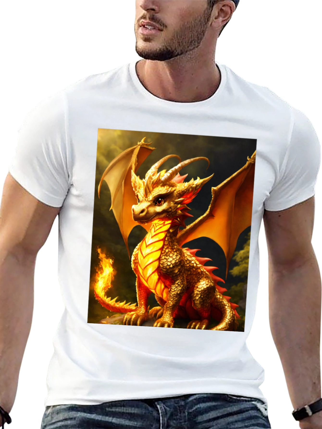 Black Dragon Graphic Tee - Black Cotton Blend T-Shirt view 13