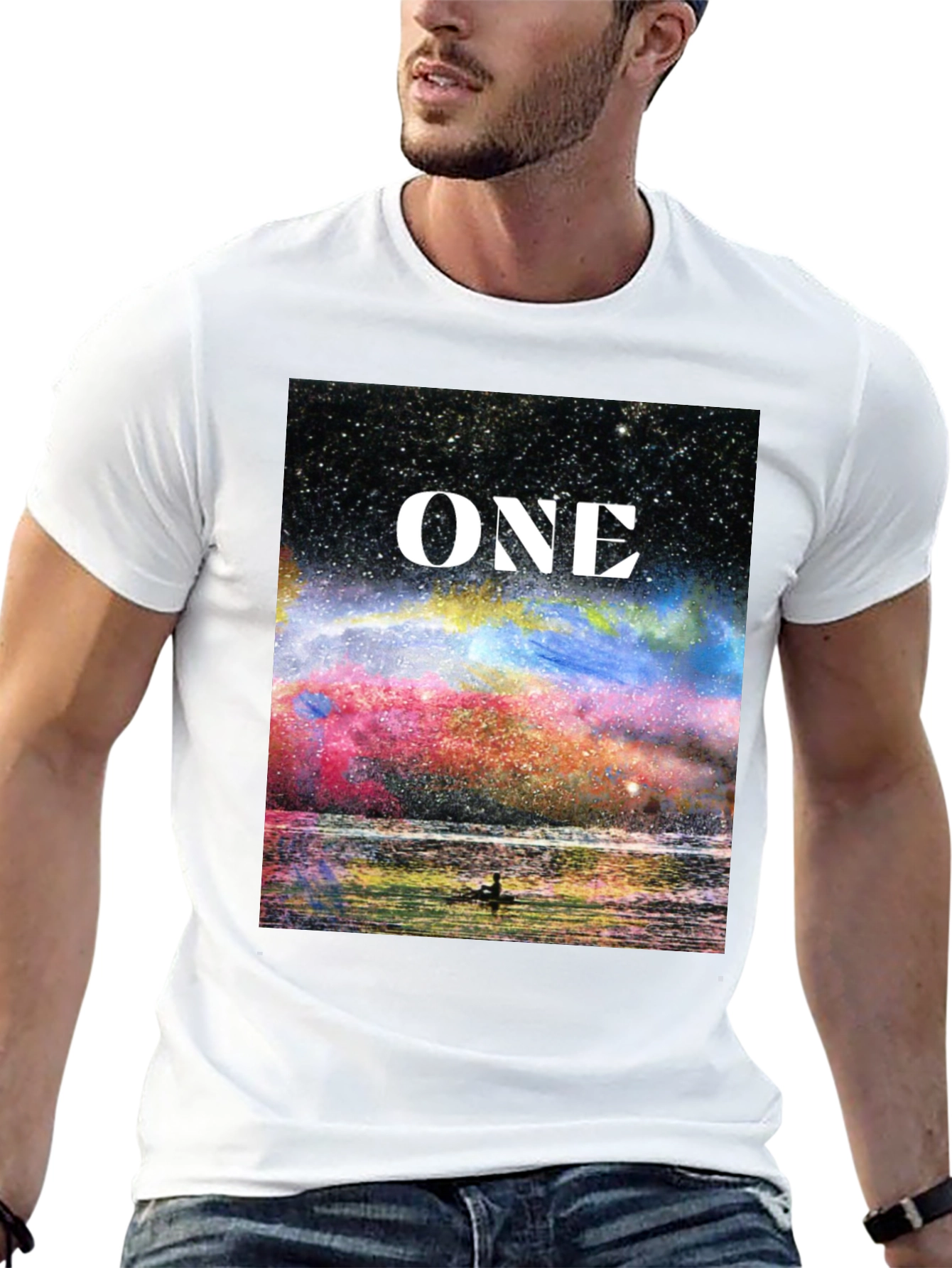 Black One Galaxy T-Shirt - Celestial Design Black Tee view 13