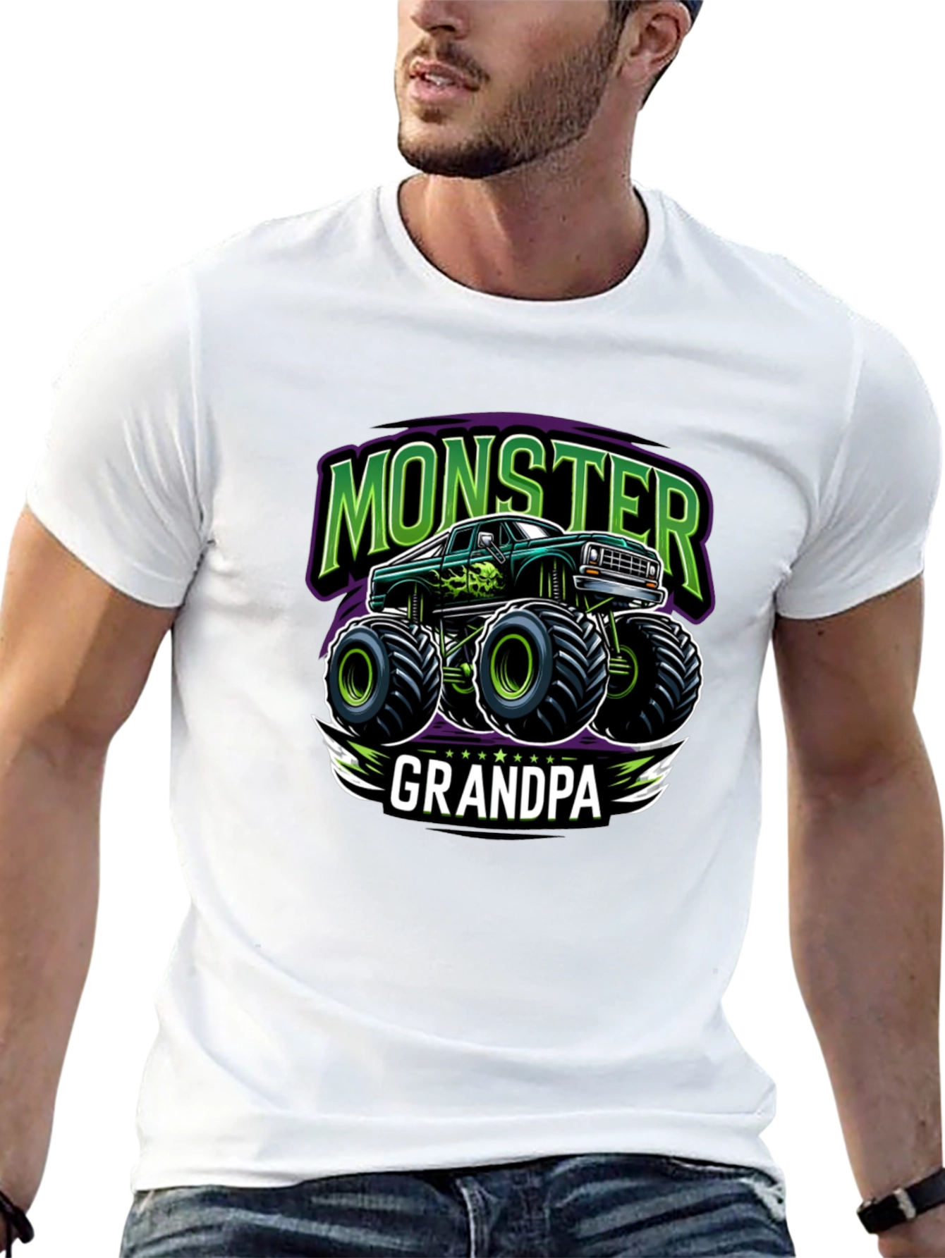 Black Monster Truck Grandpa T-Shirt view 13
