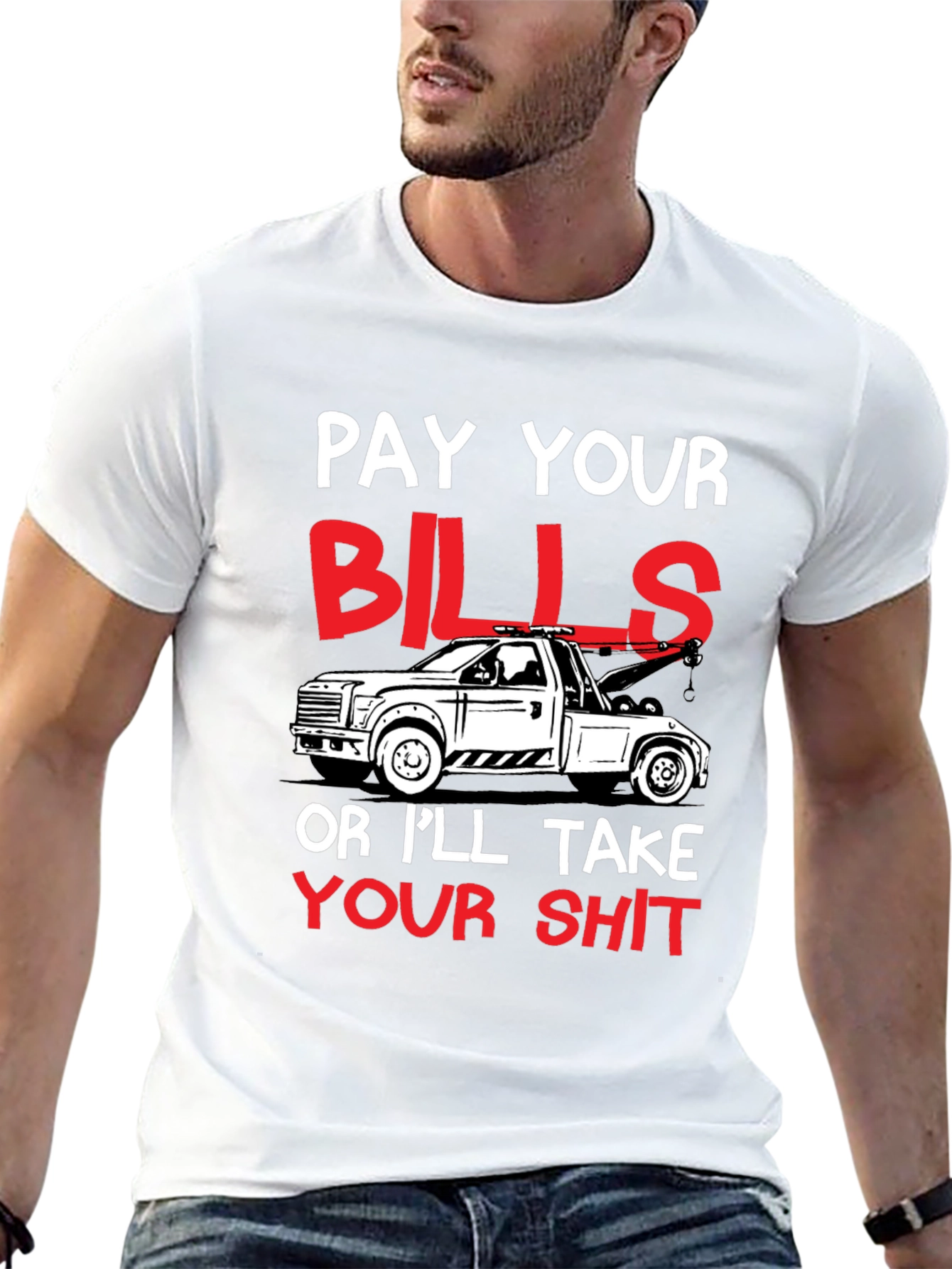 Black Pay Your Bills Tow Truck Graphic Tee view 13