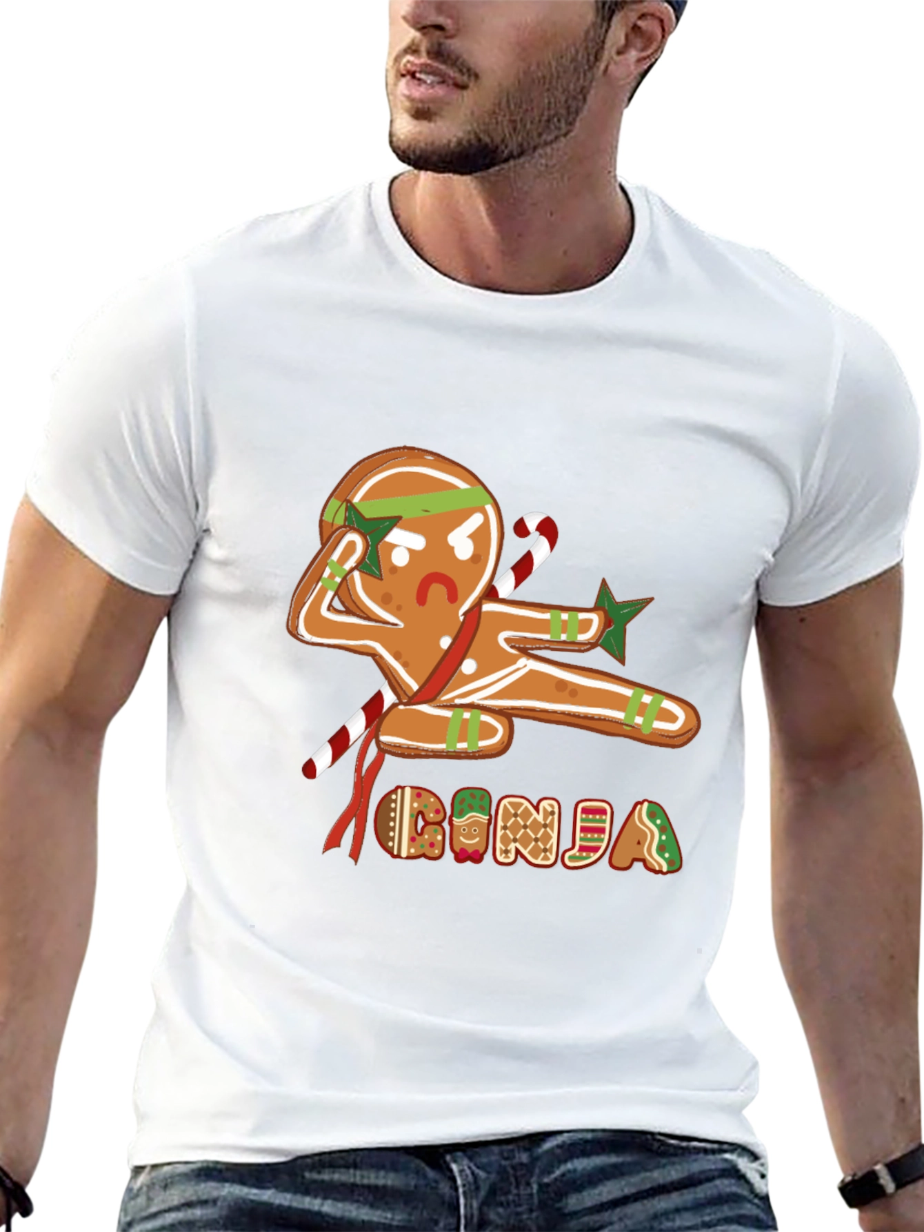 Black Gingerbread Ninja Graphic T-Shirt - Holiday Fun view 13