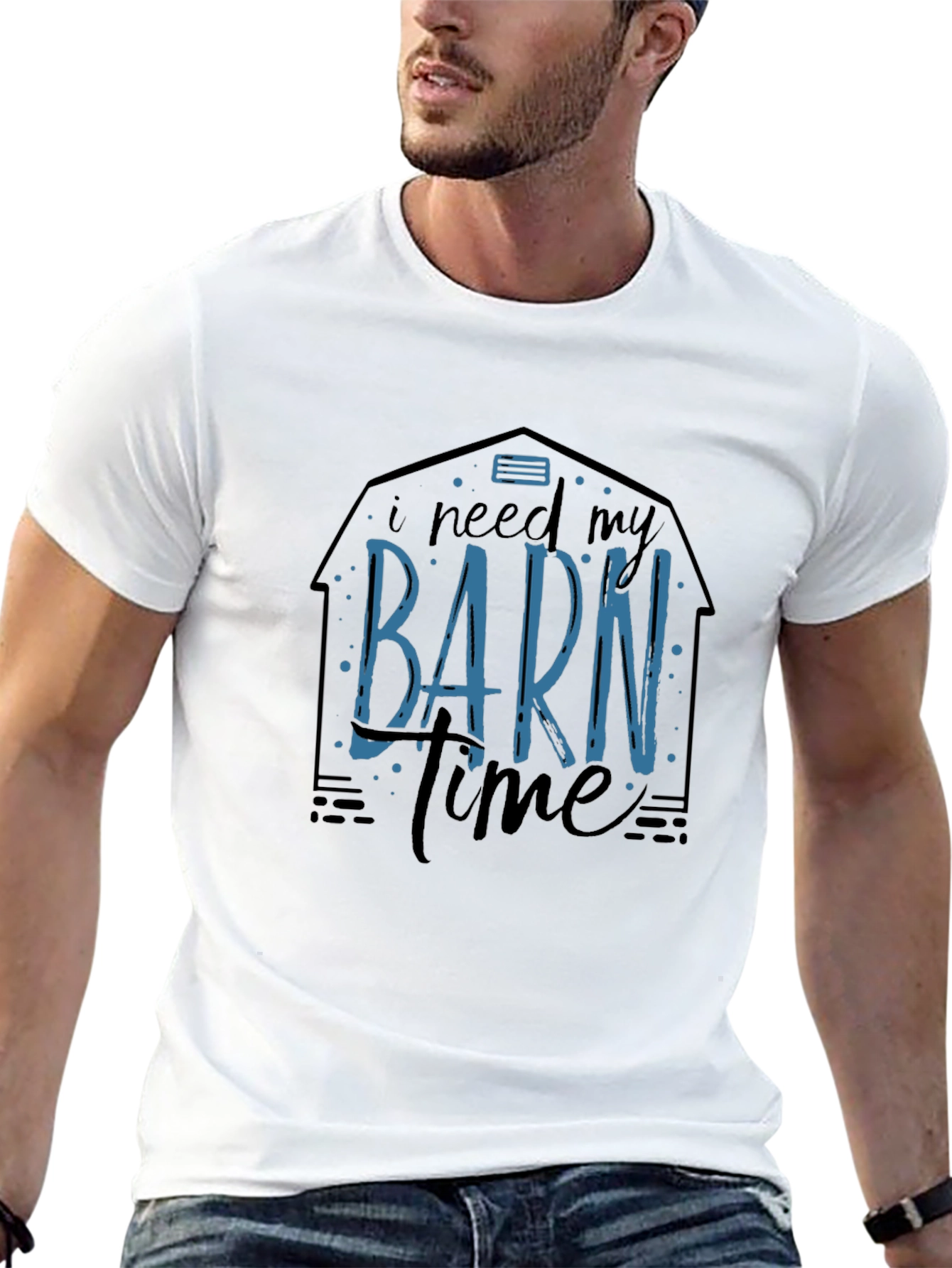 Black I Need My Barn Time Graphic Tee - Black Cotton T-Shirt view 13
