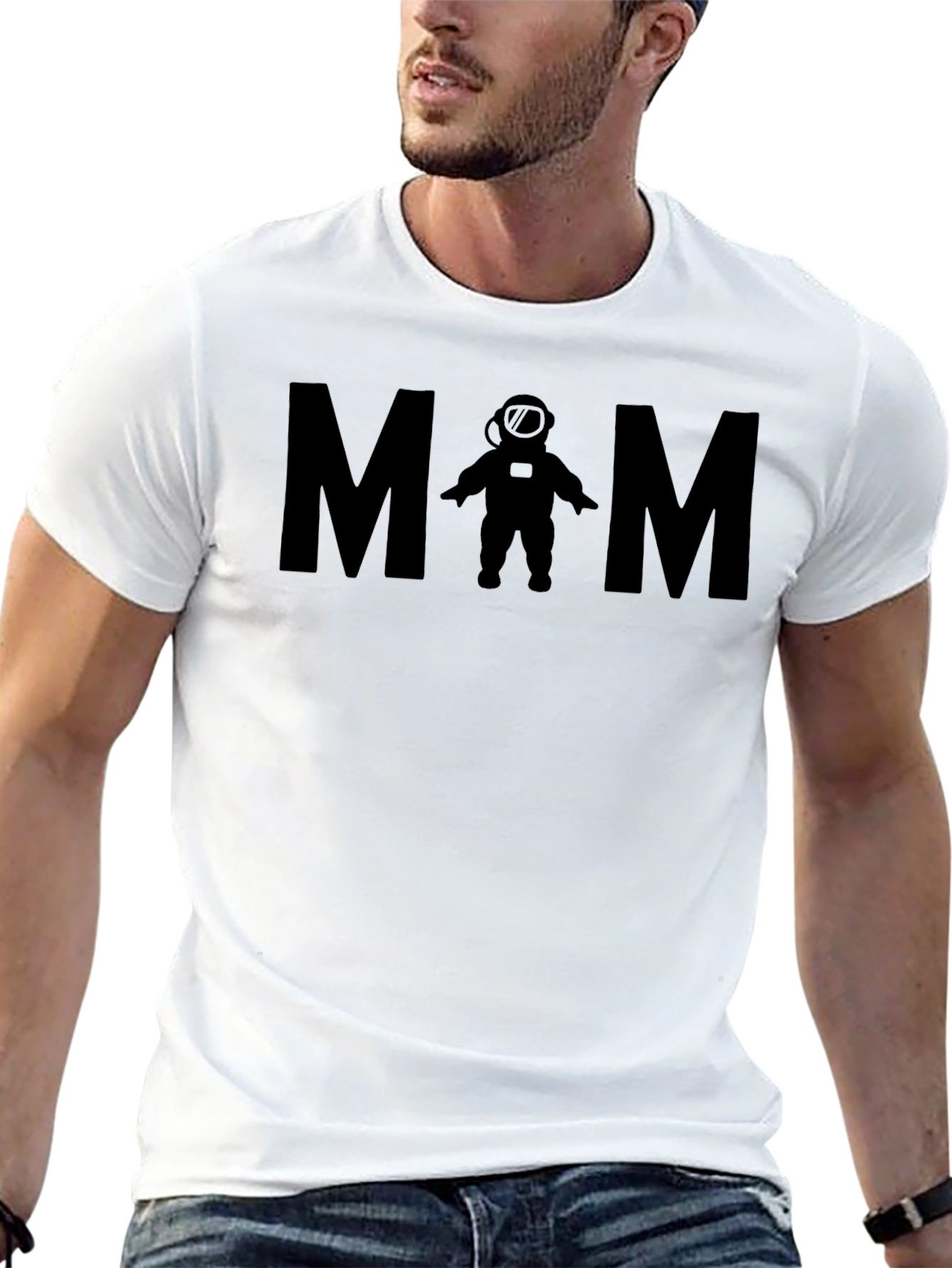 Black Astronaut Mom Black T-Shirt view 13