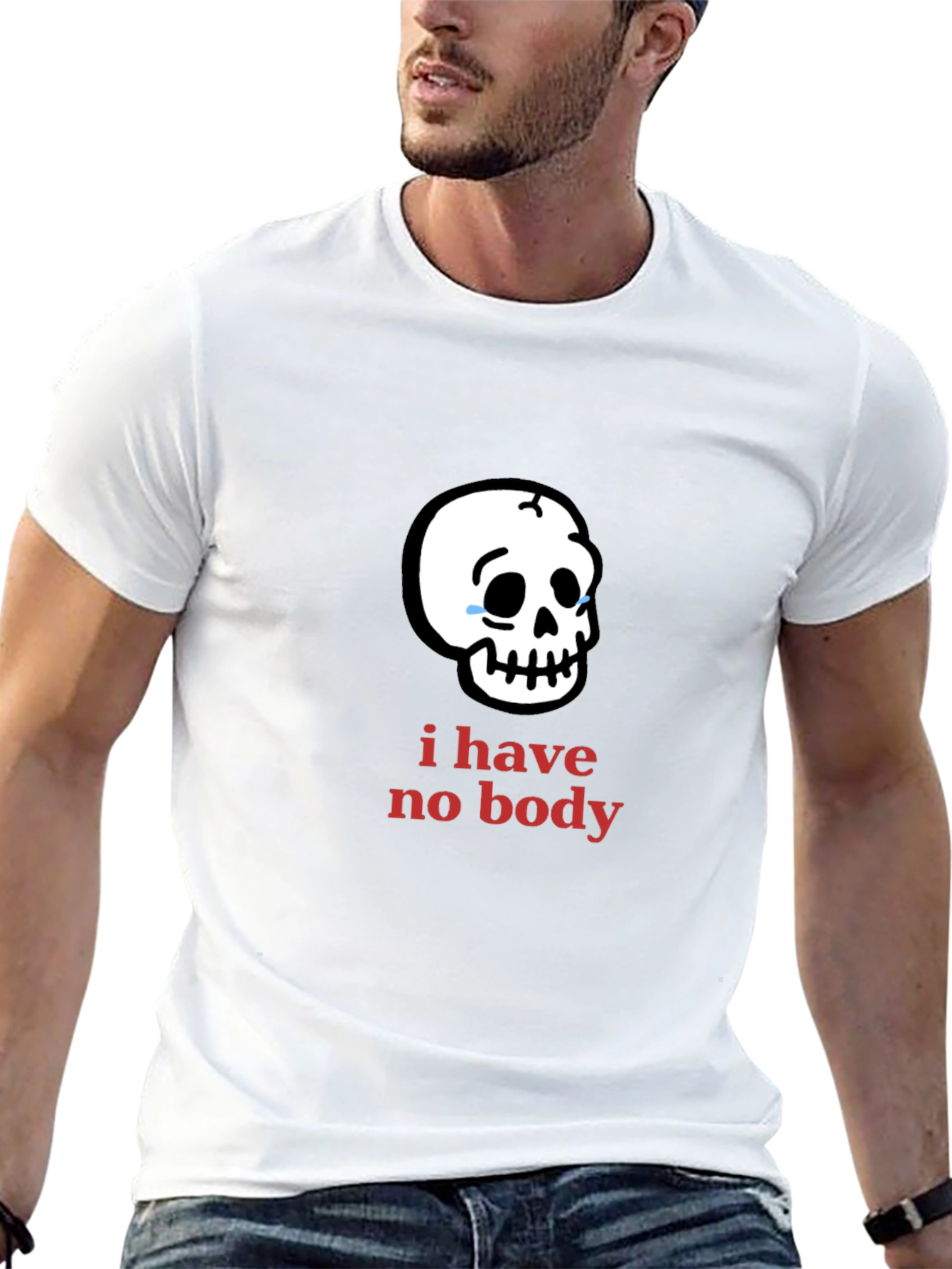 Black Humorous "I Have No Body" Skull Graphic Tee view 13
