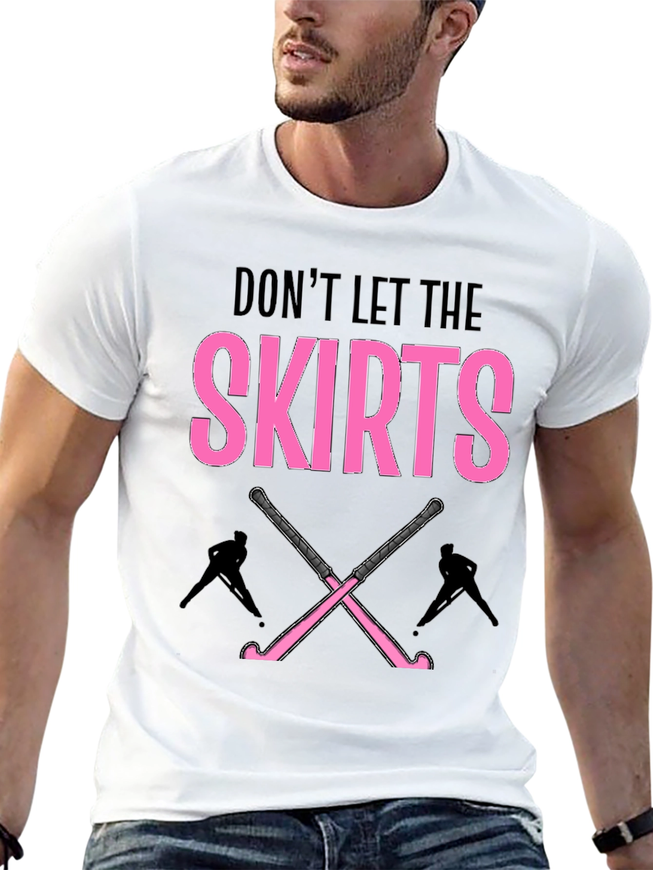 Black Don't Let The Skirts Hockey T-Shirt view 13