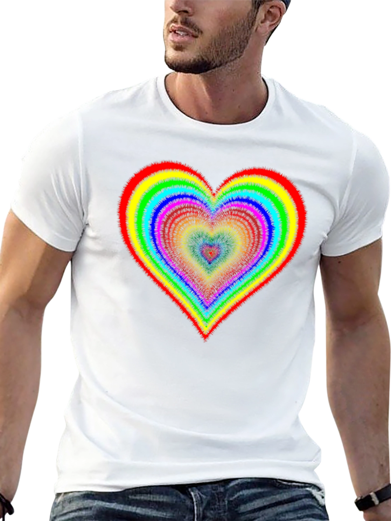Black Rainbow Heart Graphic Black T-Shirt view 13