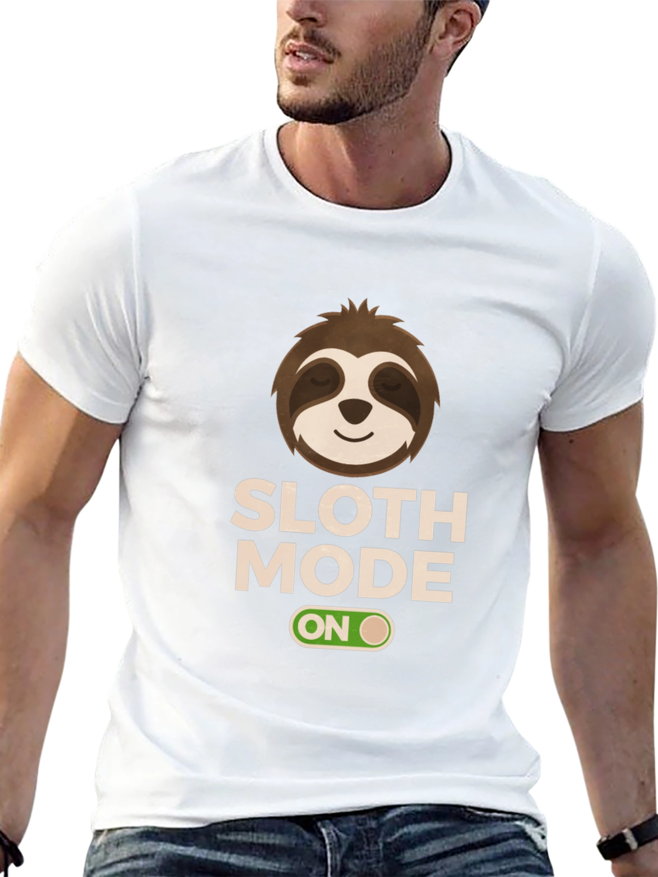 Black Sloth Mode On Black T-Shirt view 13