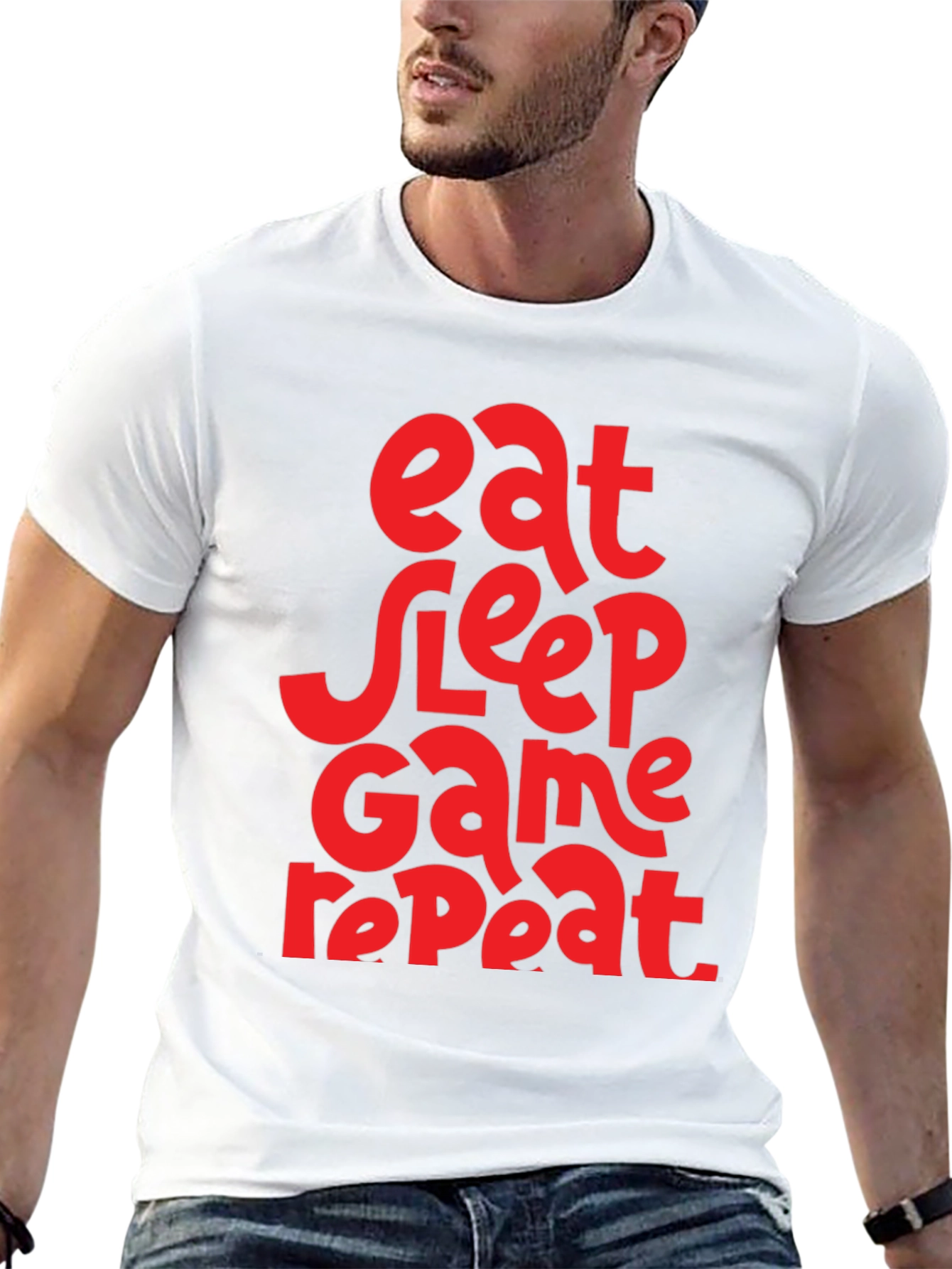 Black Eat Sleep Game Repeat Graphic Tee - Black view 13