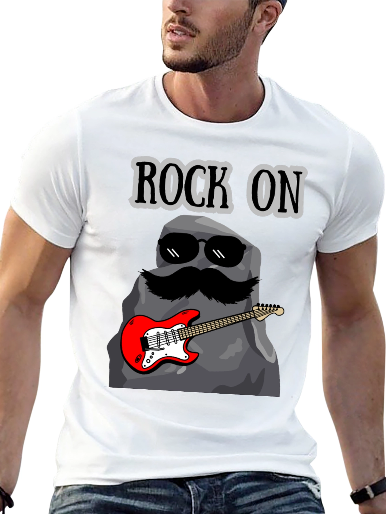 Black Rock On Graphic Tee - Funny Music Lover T-Shirt view 13