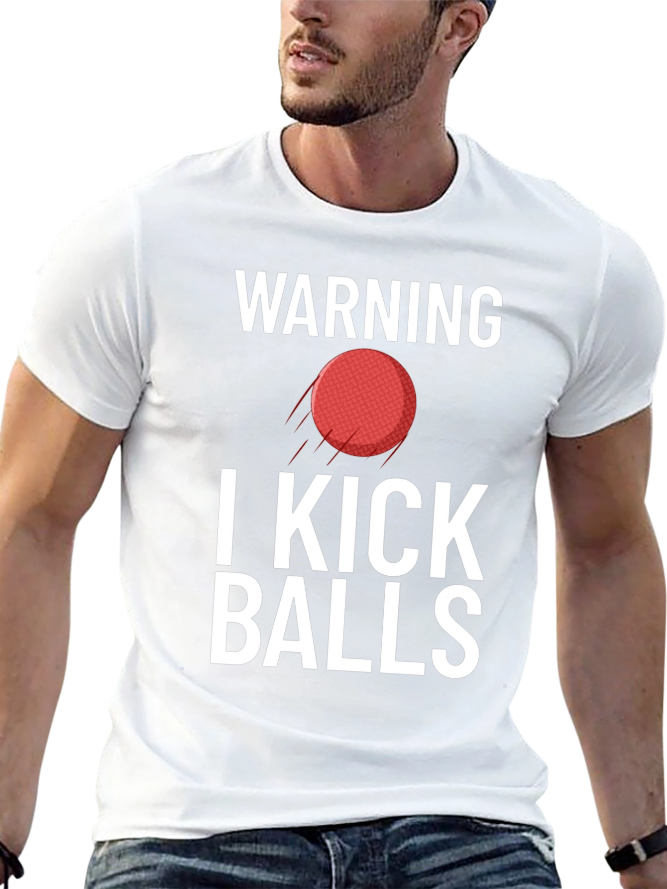 Black Warning I Kick Balls Graphic Tee view 13