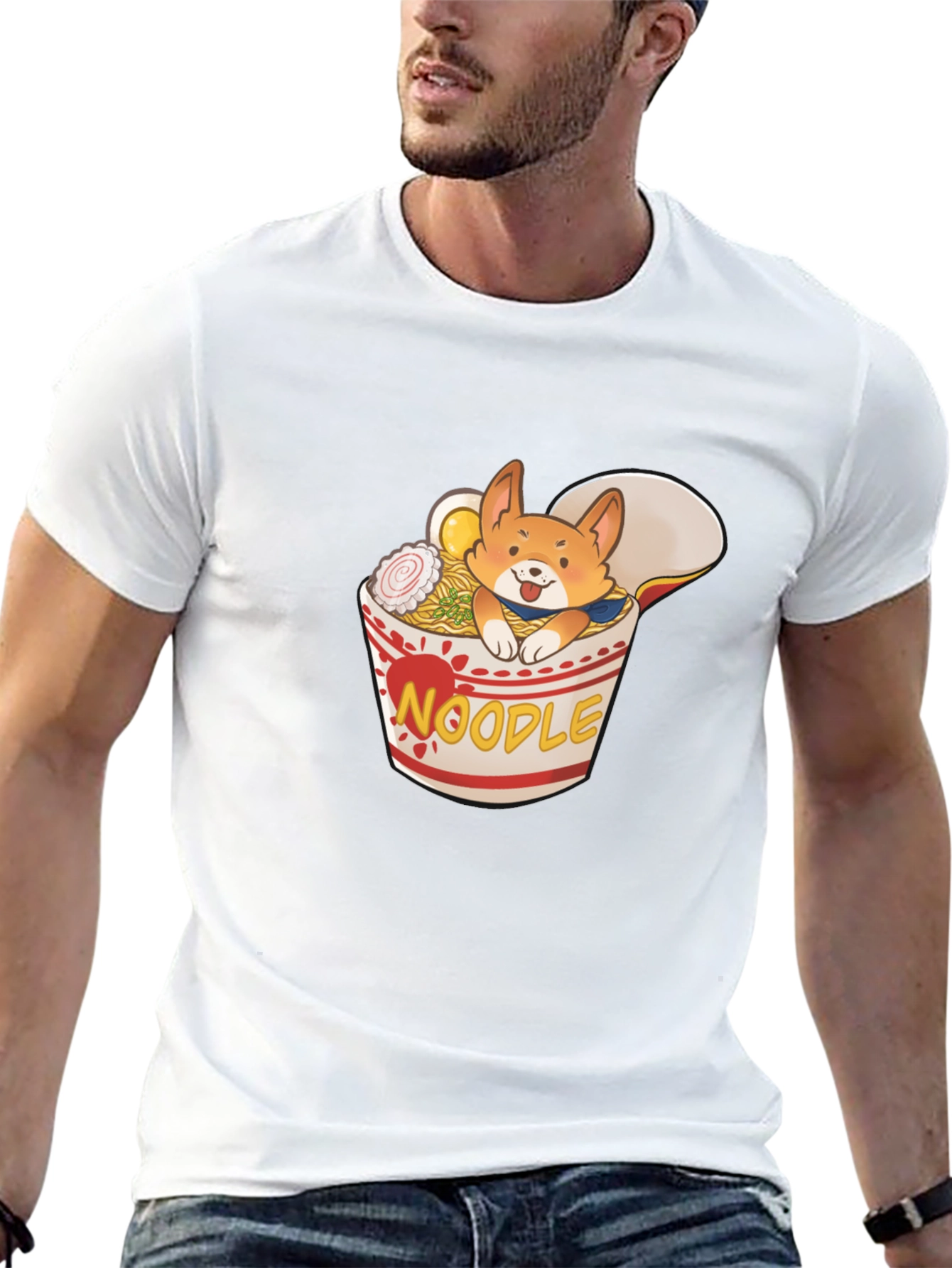 Black Noodle Corgi T-Shirt - Ramen Dog Tee view 13