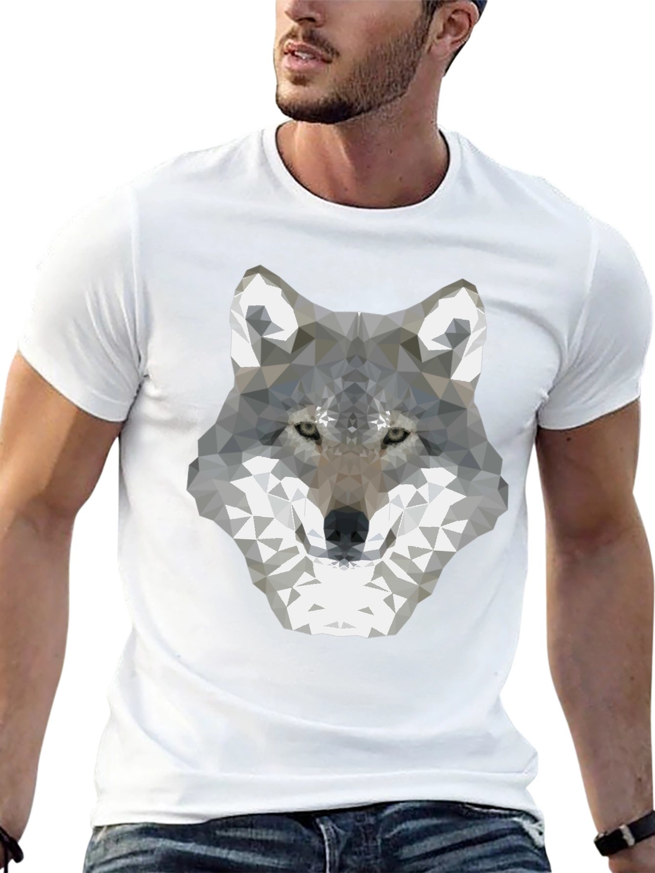 Black Geometric Wolf Graphic Tee - Modern Style view 13