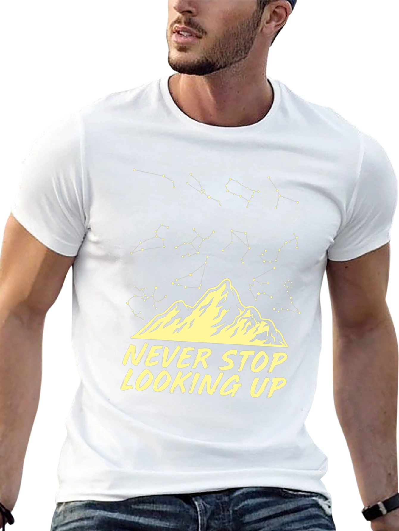 Black Never Stop Looking Up Constellation T-Shirt view 13