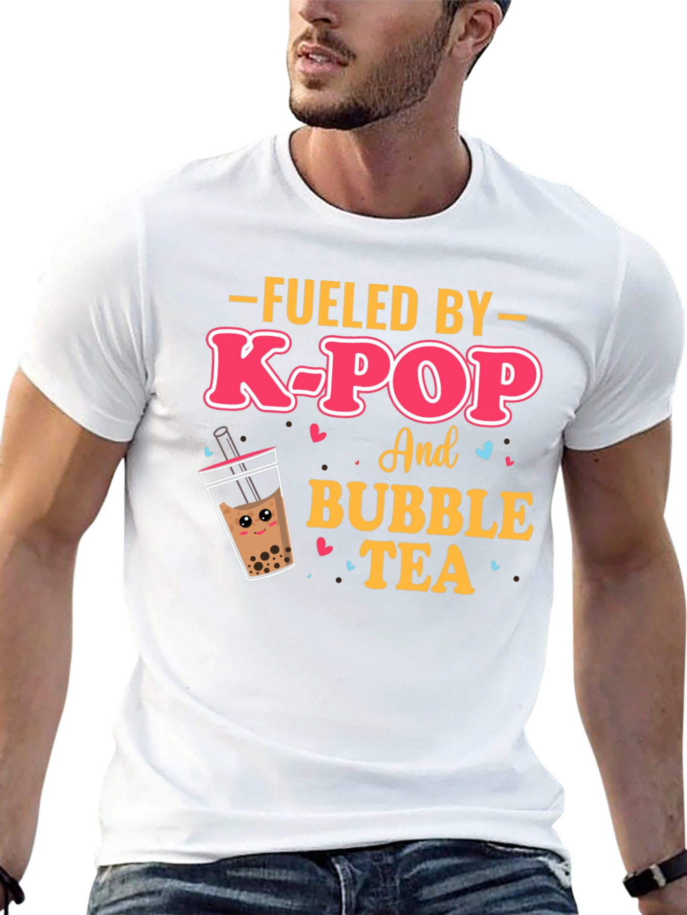 Black Fueled By K-Pop & Bubble Tea Graphic Tee view 13