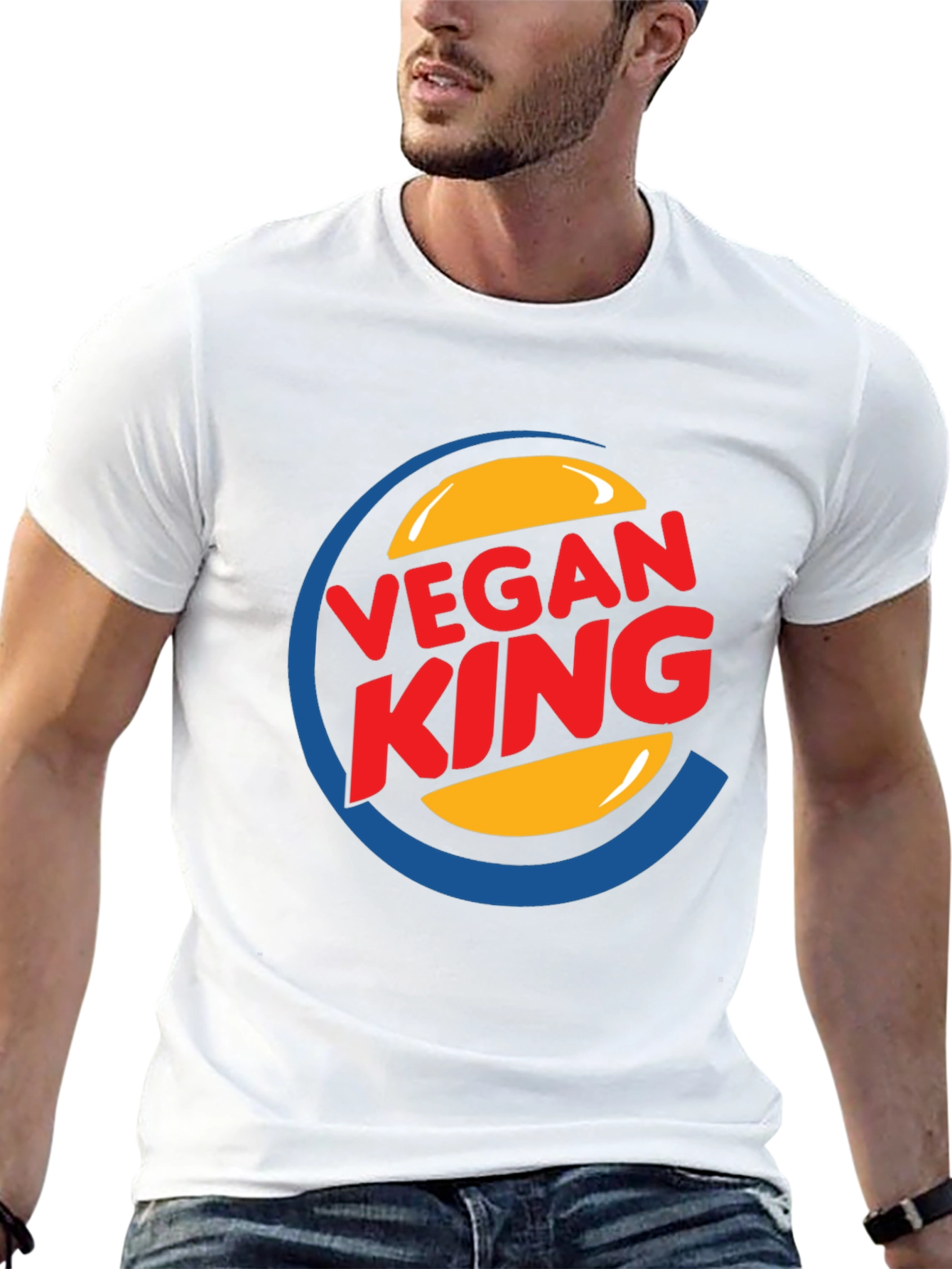 Black Vegan King Graphic Tee - Black Cotton Blend view 13