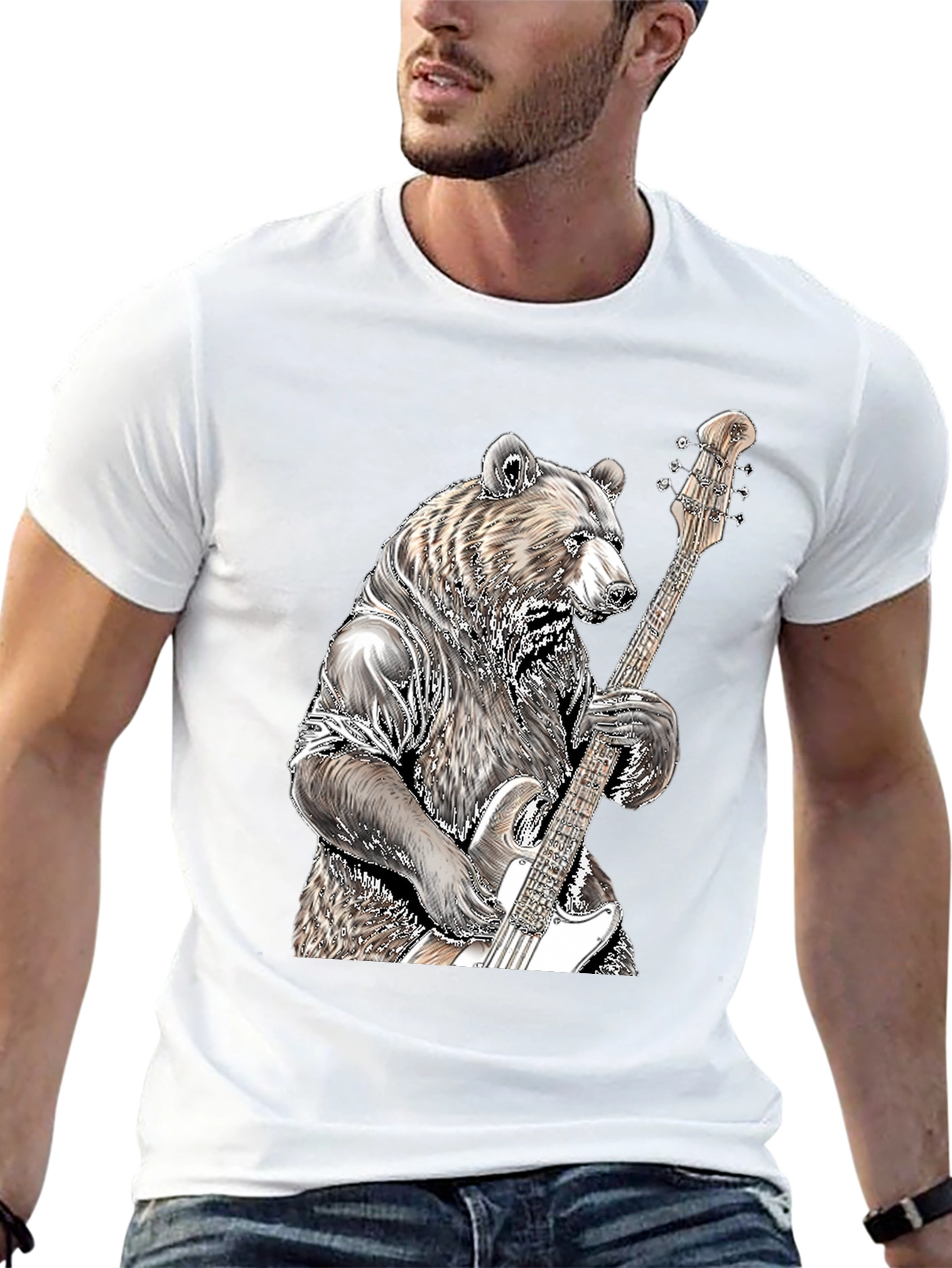 Black Bear Bass Guitar T-Shirt view 13