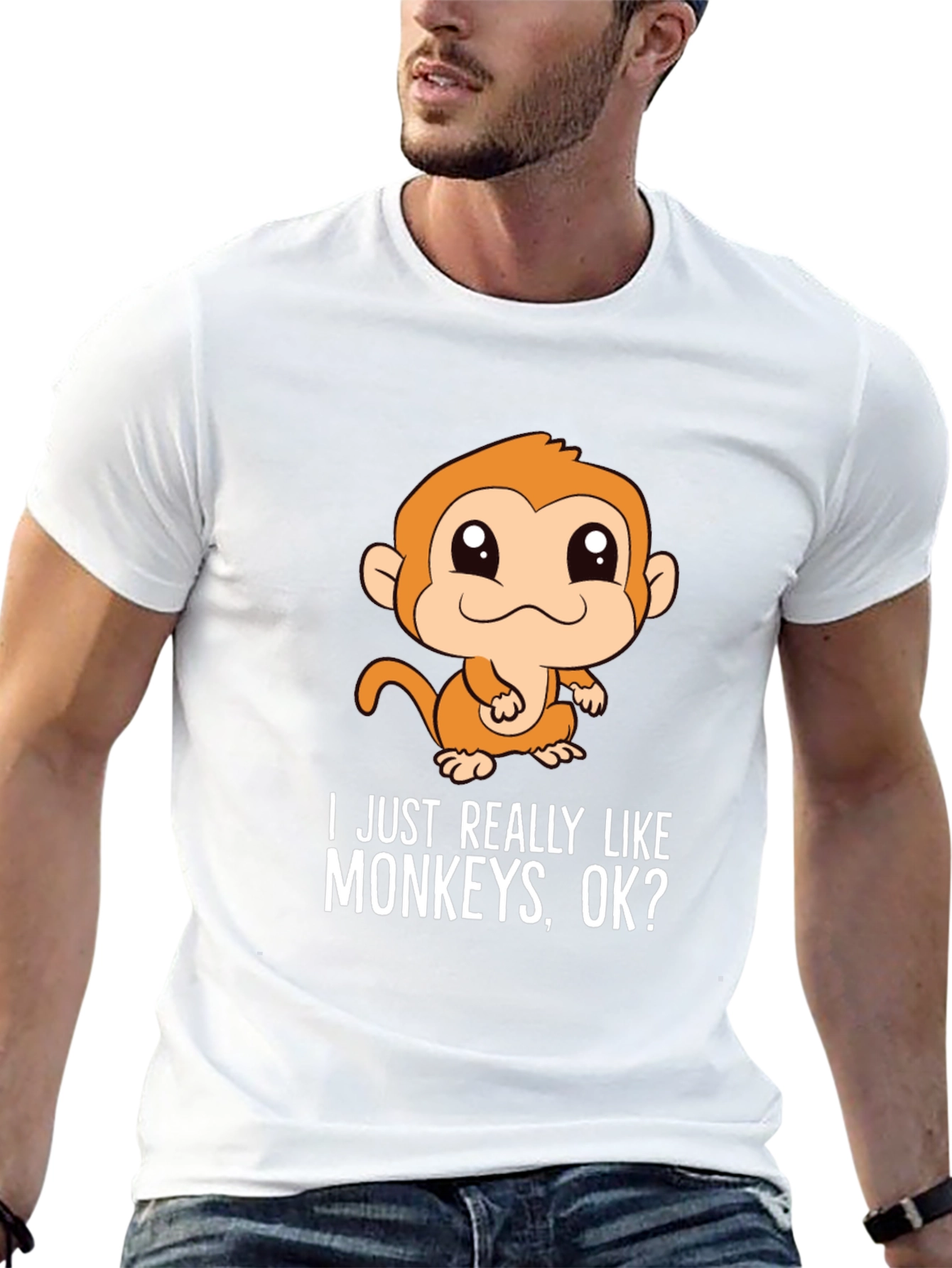 Black Funny Monkey T-Shirt - I Just Really Like Monkeys, OK? view 13