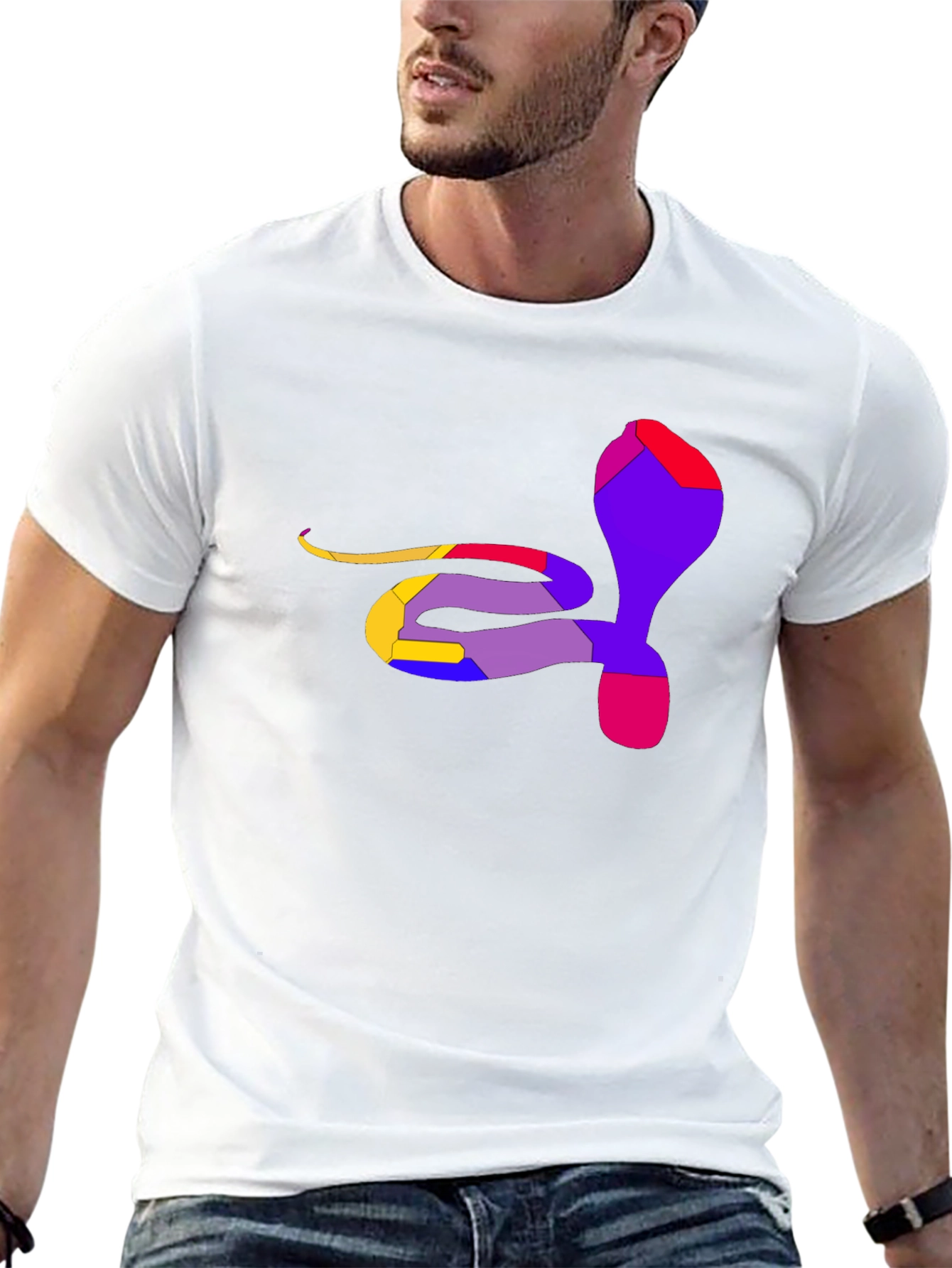 Abstract Cobra Graphic Tee - Men's Black T-Shirt - 13