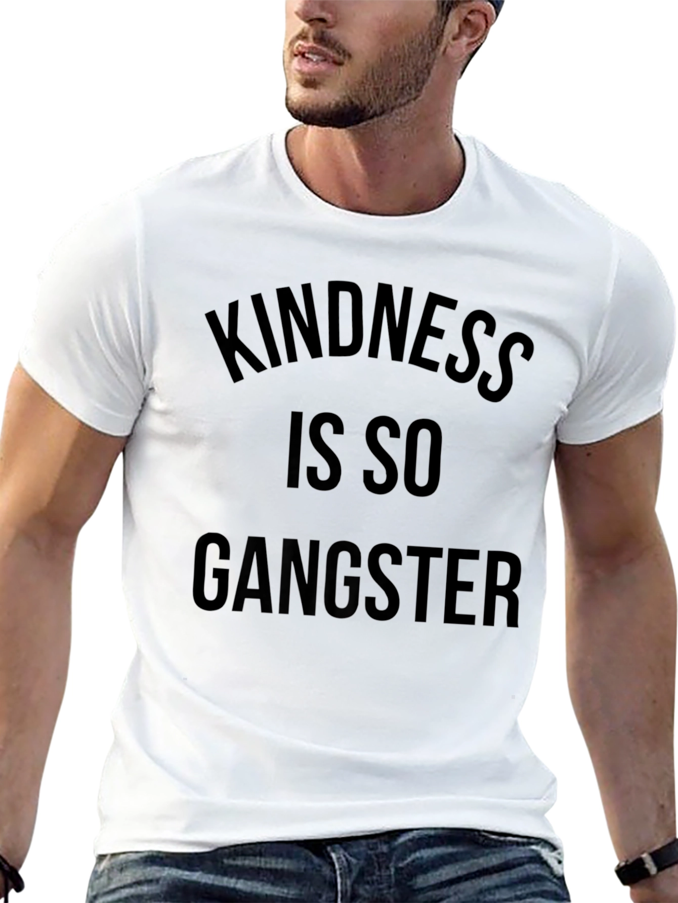 Black Kindness is So Gangster T-Shirt - Black Crew Neck view 13