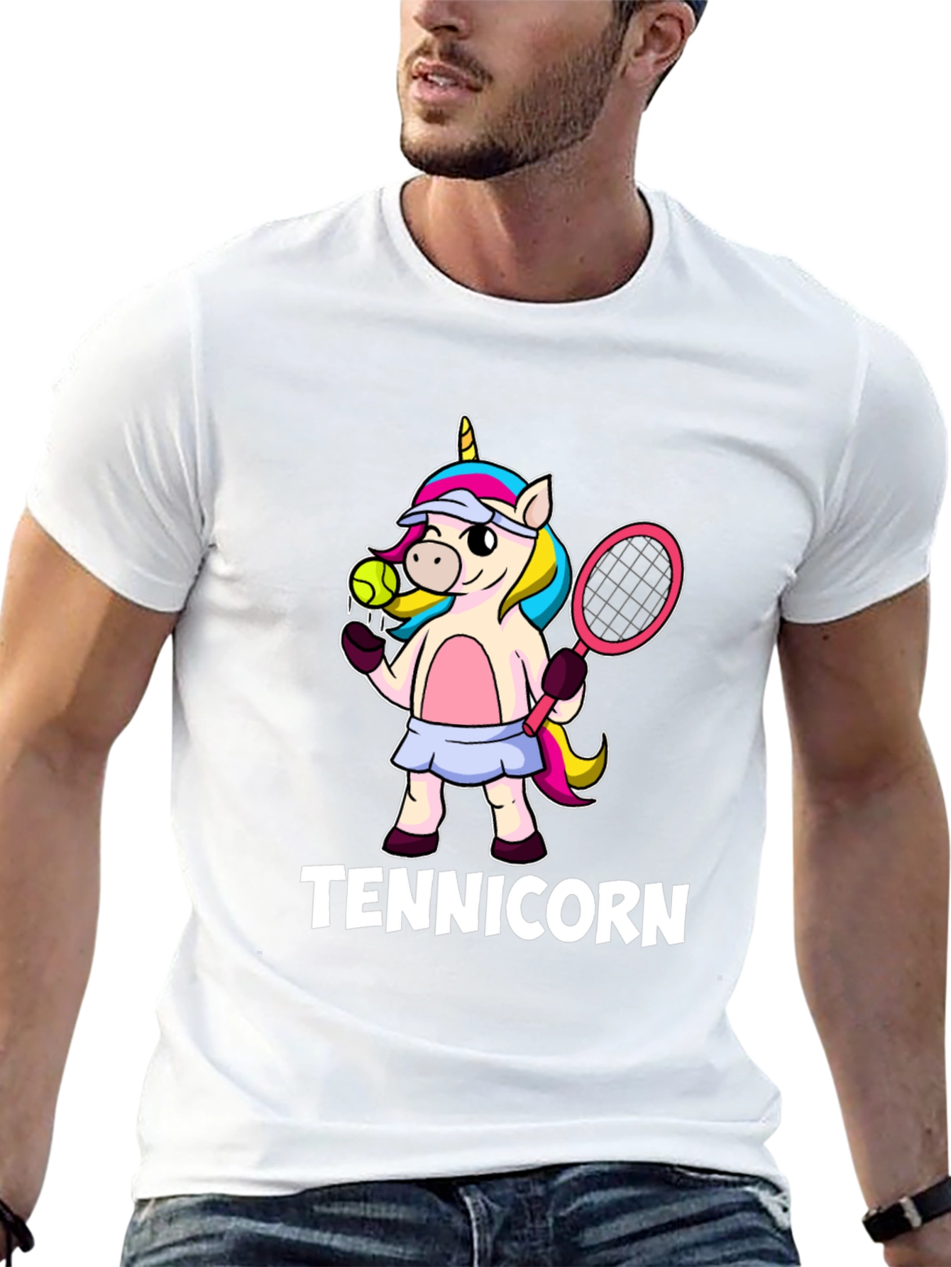 Black Tennicorn Graphic T-Shirt - Tennis Unicorn view 13