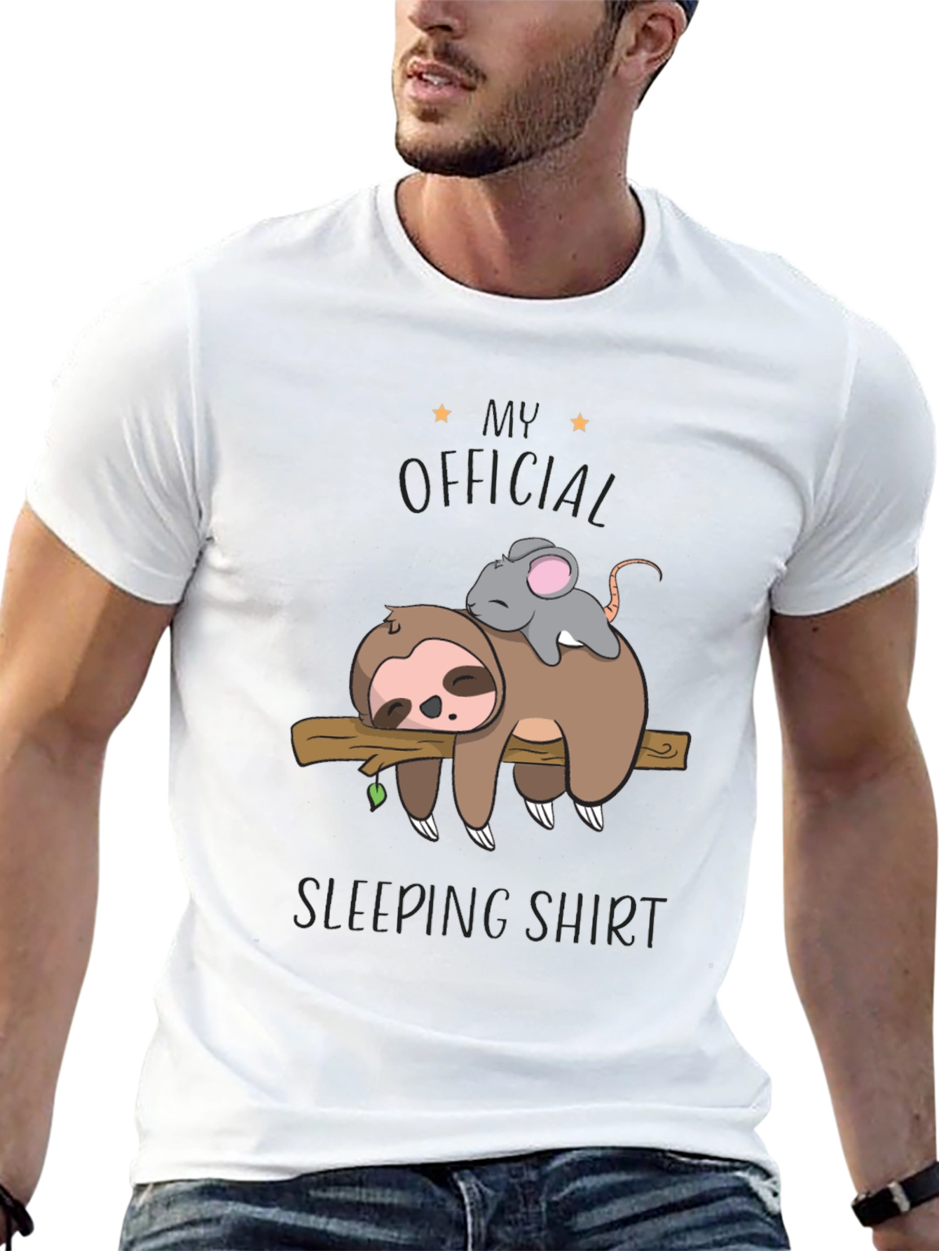 Black Sloth and Mouse Sleeping Shirt - Official Sleepwear view 13