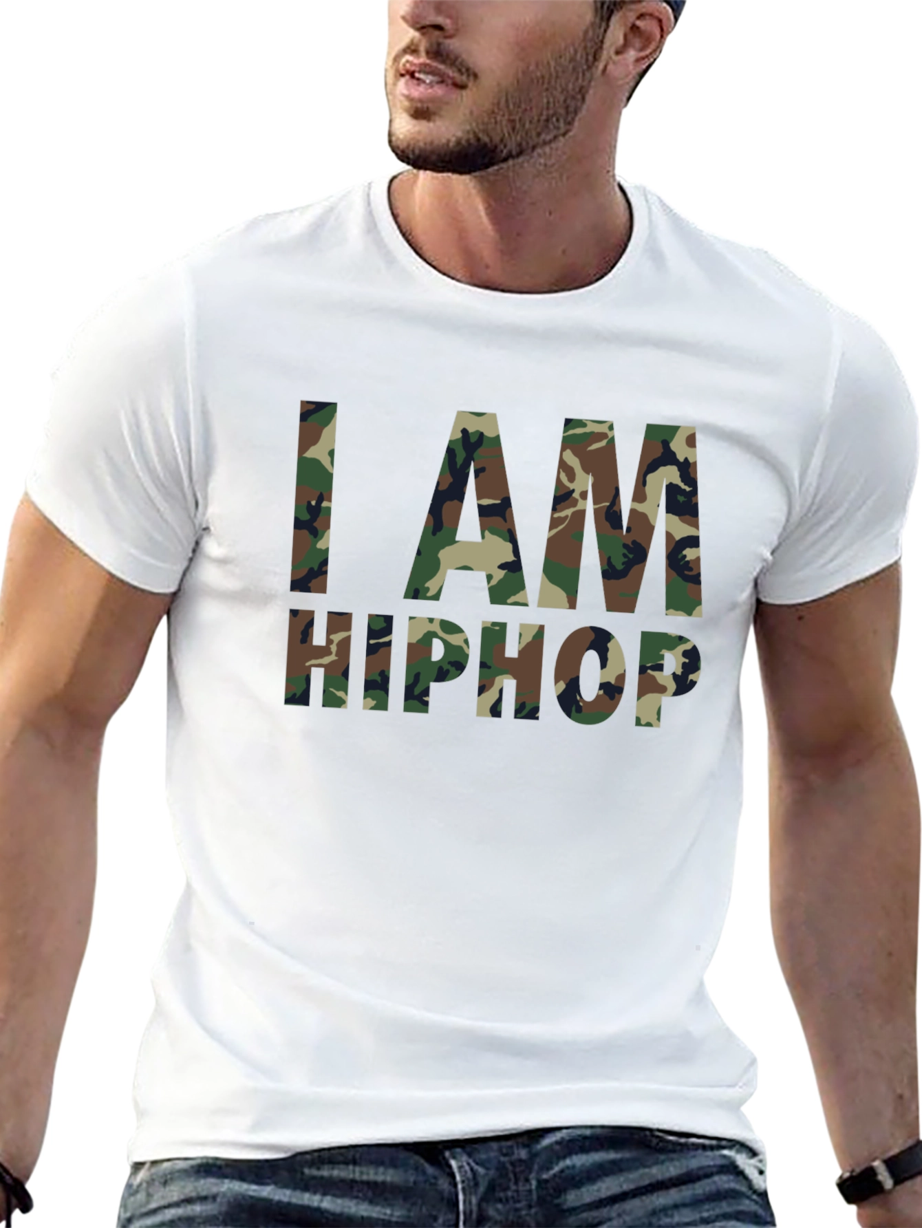 Black I AM HIP HOP Camo Print Black T-Shirt view 13