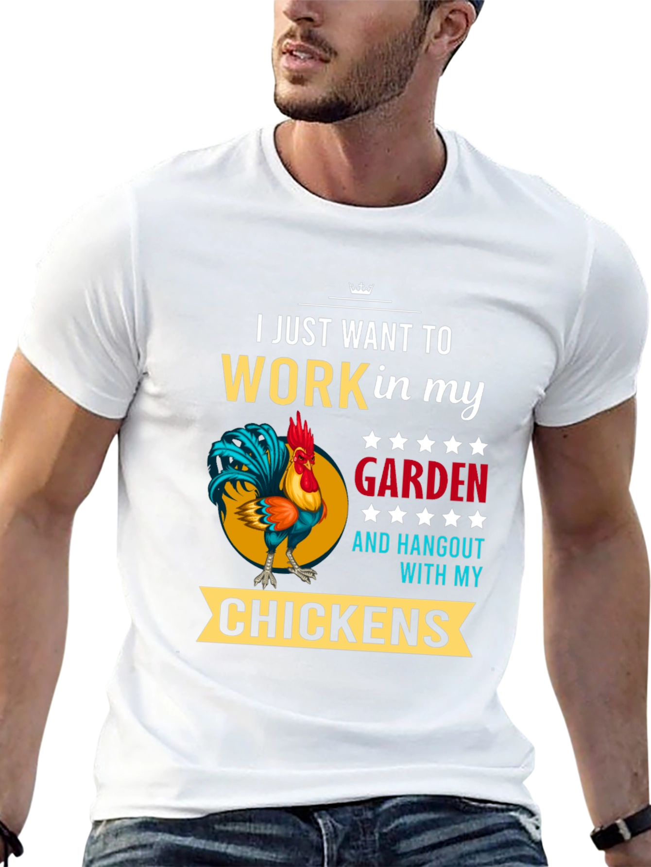 Black Gardening Chicken T-Shirt - Work in My Garden view 13