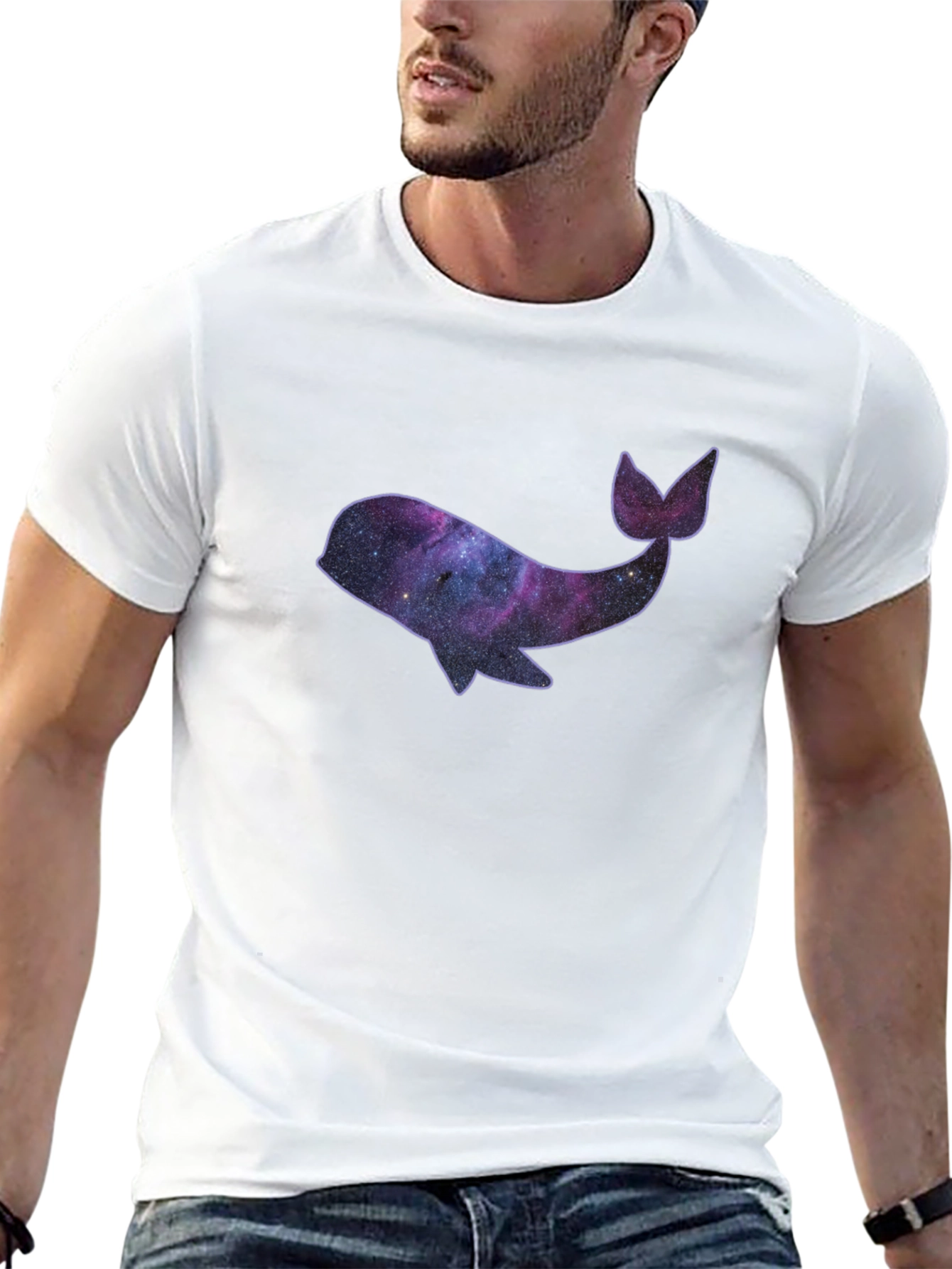 Black Galaxy Whale Black T-Shirt view 13