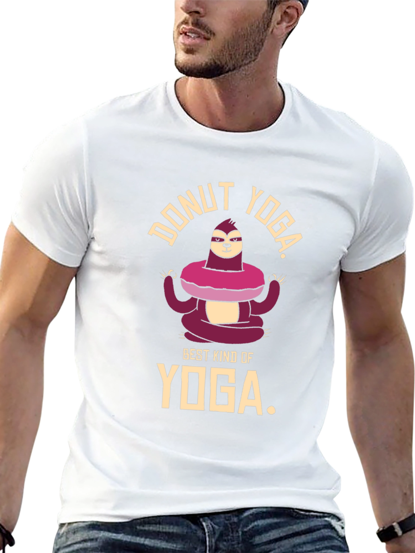 Black Donut Yoga Sloth T-Shirt view 13